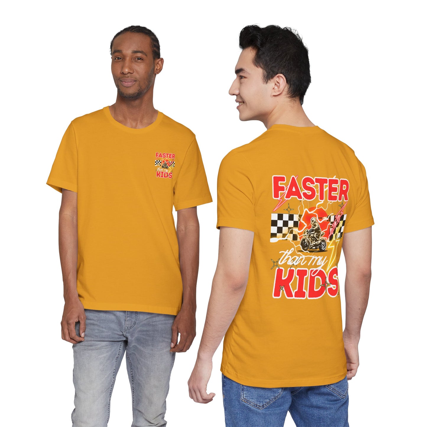 Faster Than My Kids Racing Tee — Motorcycle Retro Graphic Shirt