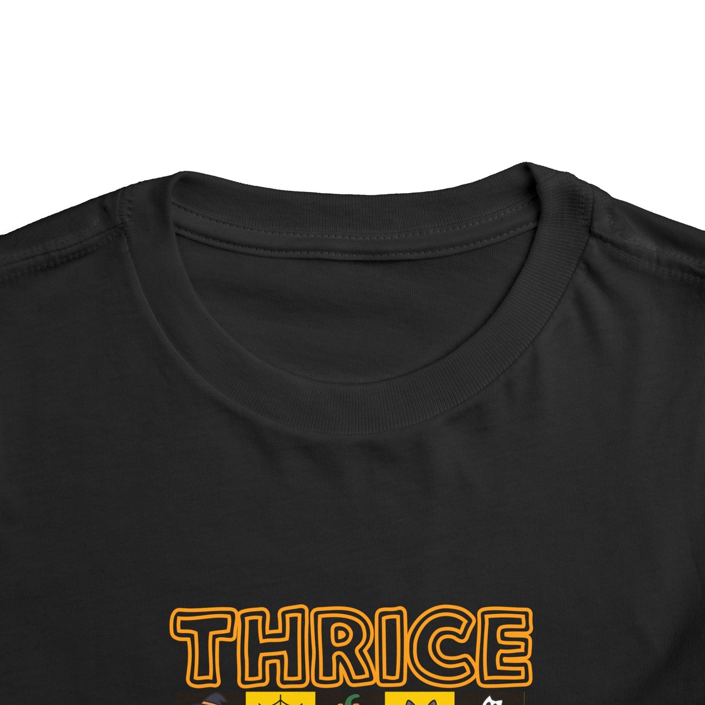 Triplet Halloween Matching Tee — "Thrice As Nice" Cute Checkerboard Fall Graphic (2 to 5 years)