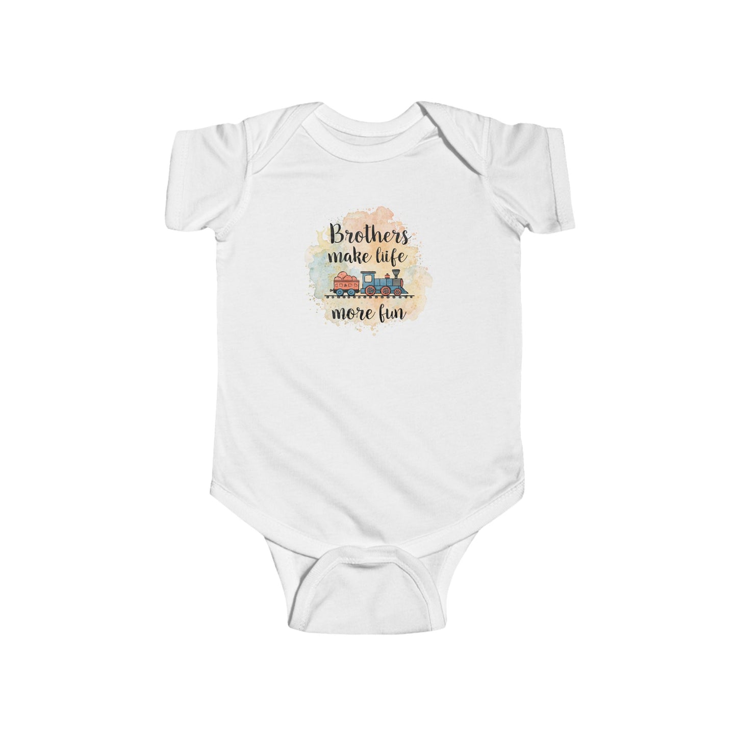 Unisex Baby Bodysuit - "Brothers Make Life More Fun" Train Design