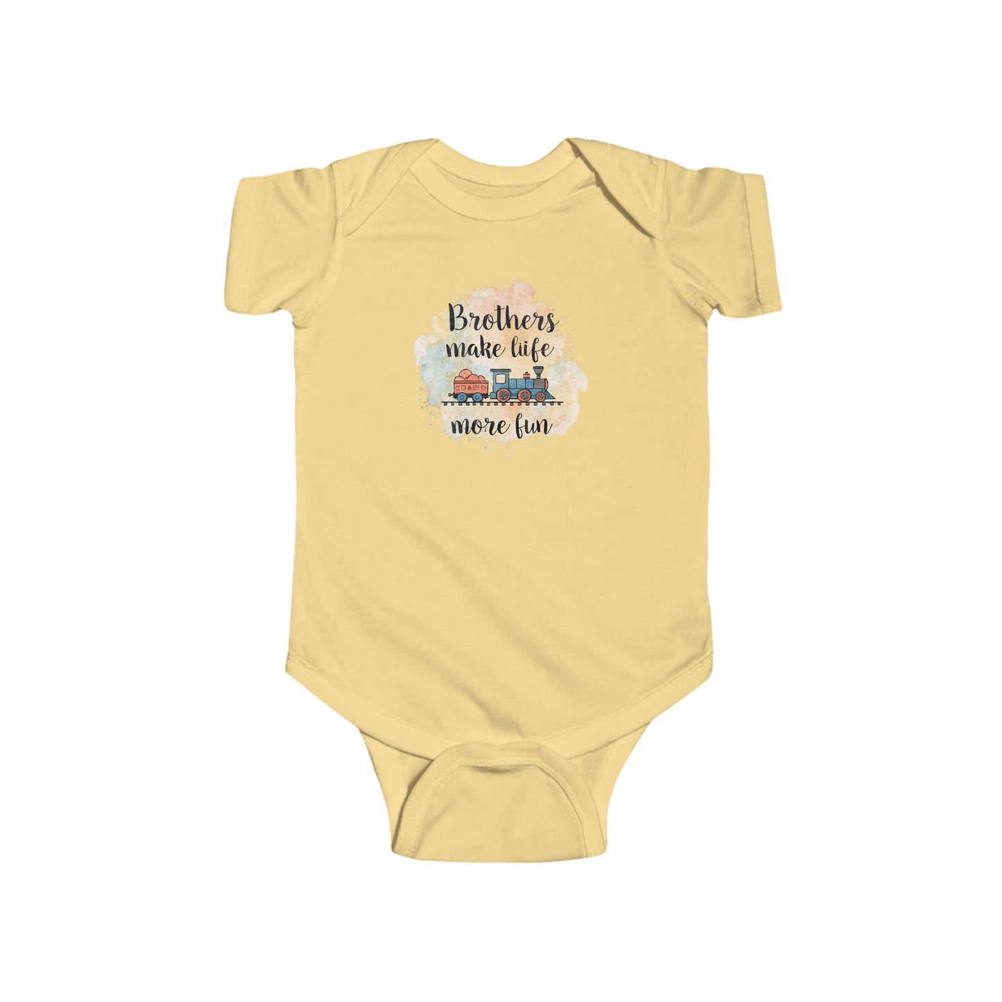 Unisex Baby Bodysuit - "Brothers Make Life More Fun" Train Design