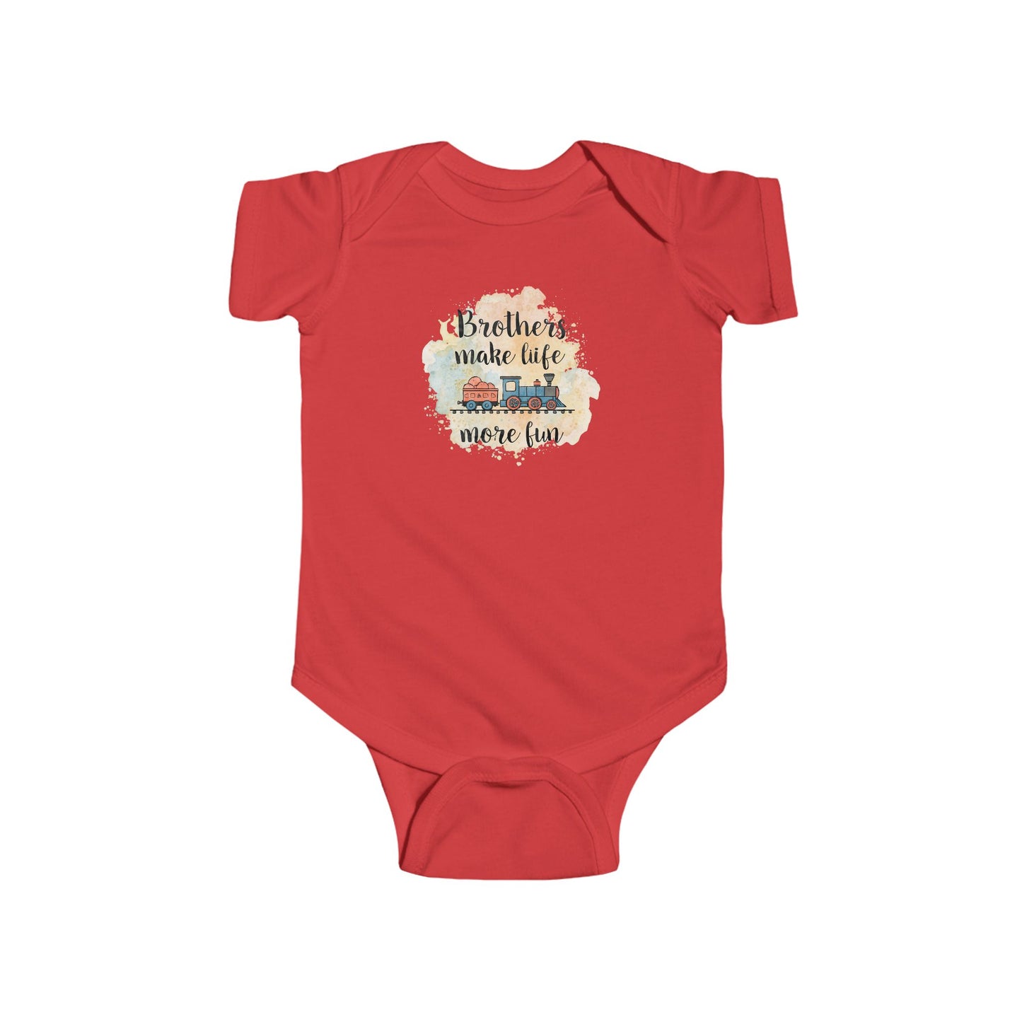 Unisex Baby Bodysuit - "Brothers Make Life More Fun" Train Design