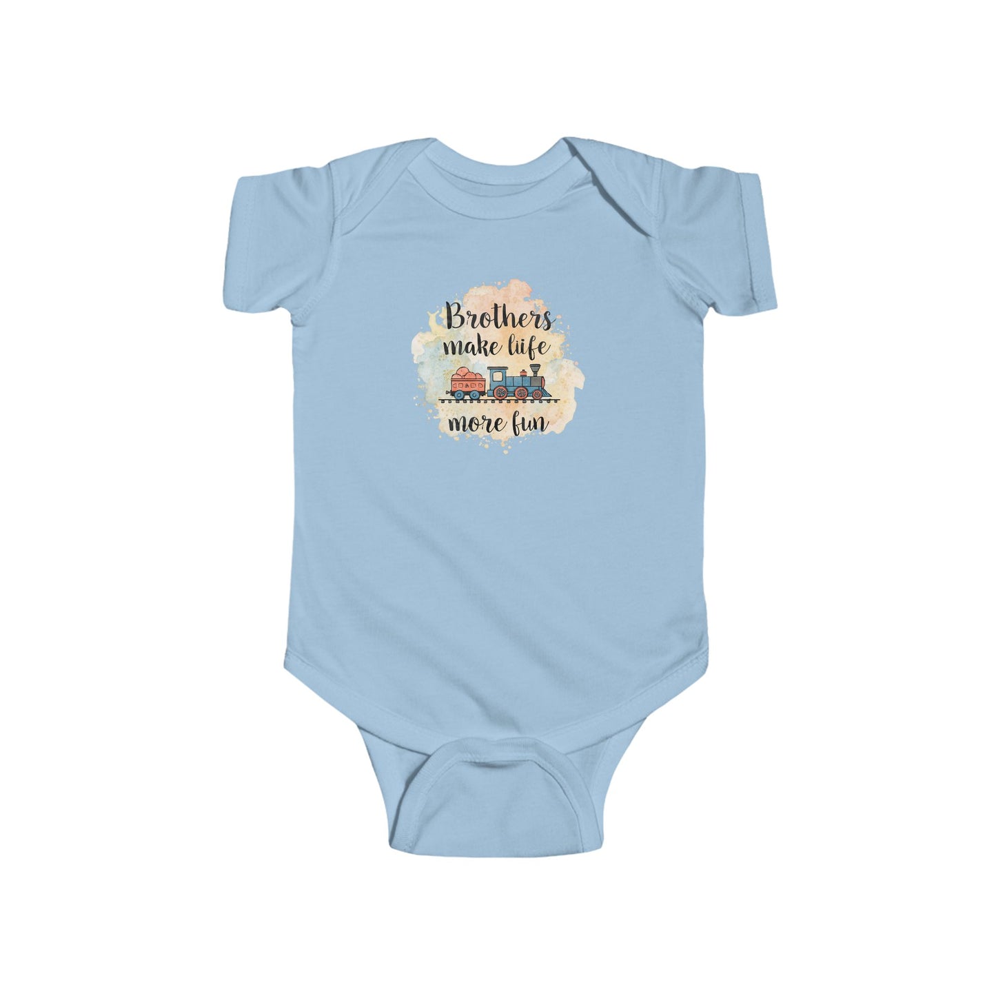 Unisex Baby Bodysuit - "Brothers Make Life More Fun" Train Design