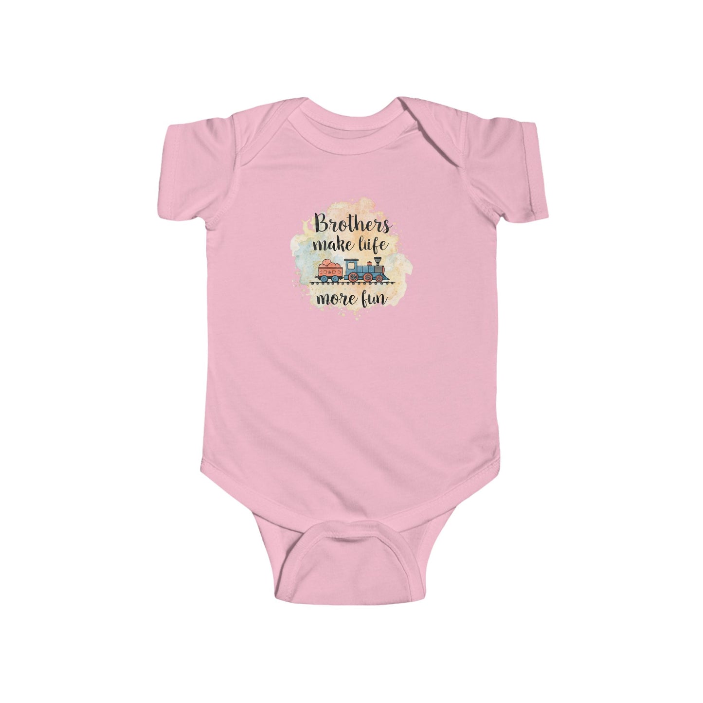 Unisex Baby Bodysuit - "Brothers Make Life More Fun" Train Design