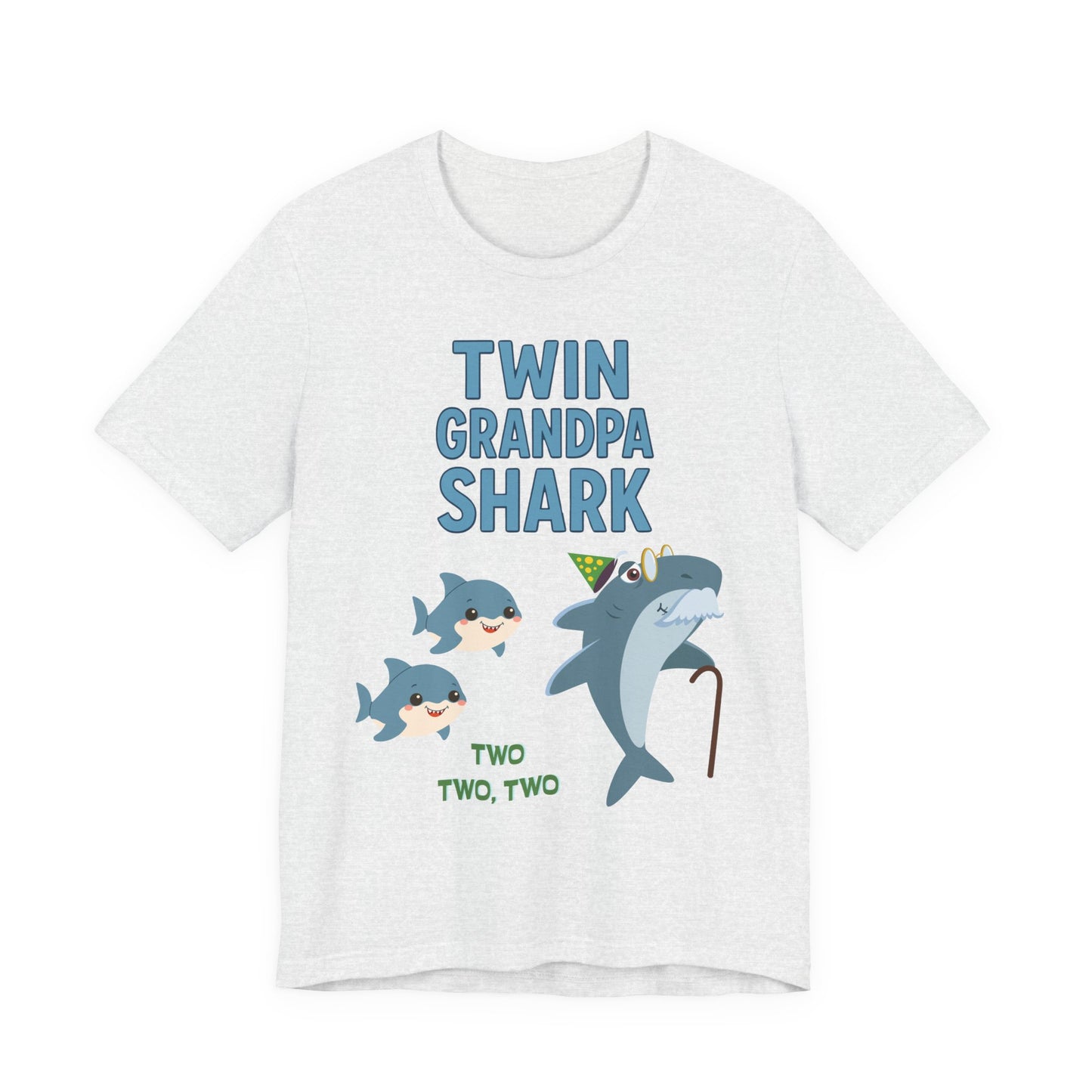Twin Grandpa Shark T‑Shirt – Cute Grandpa & Twin Grandkids Family Tee