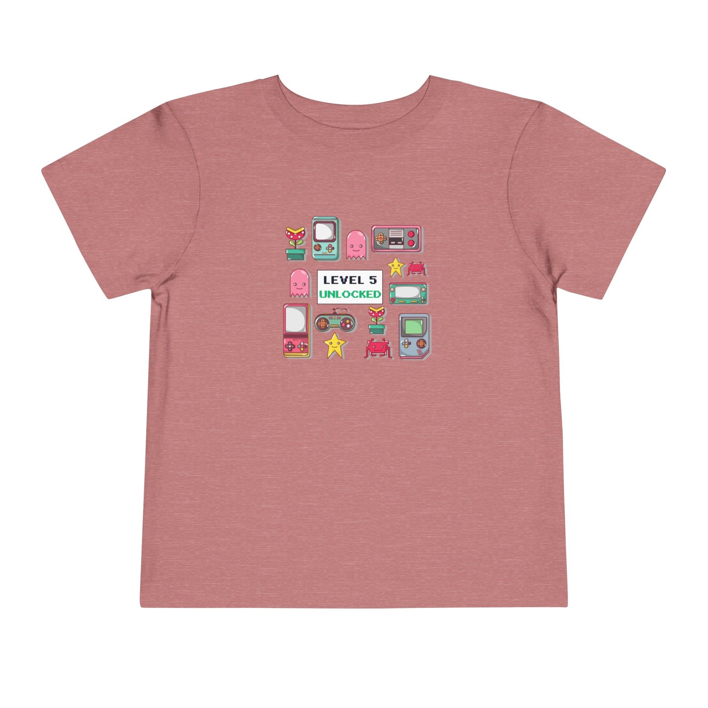 5th Birthday Tee — "Level 5 Unlocked" Retro Game Icons