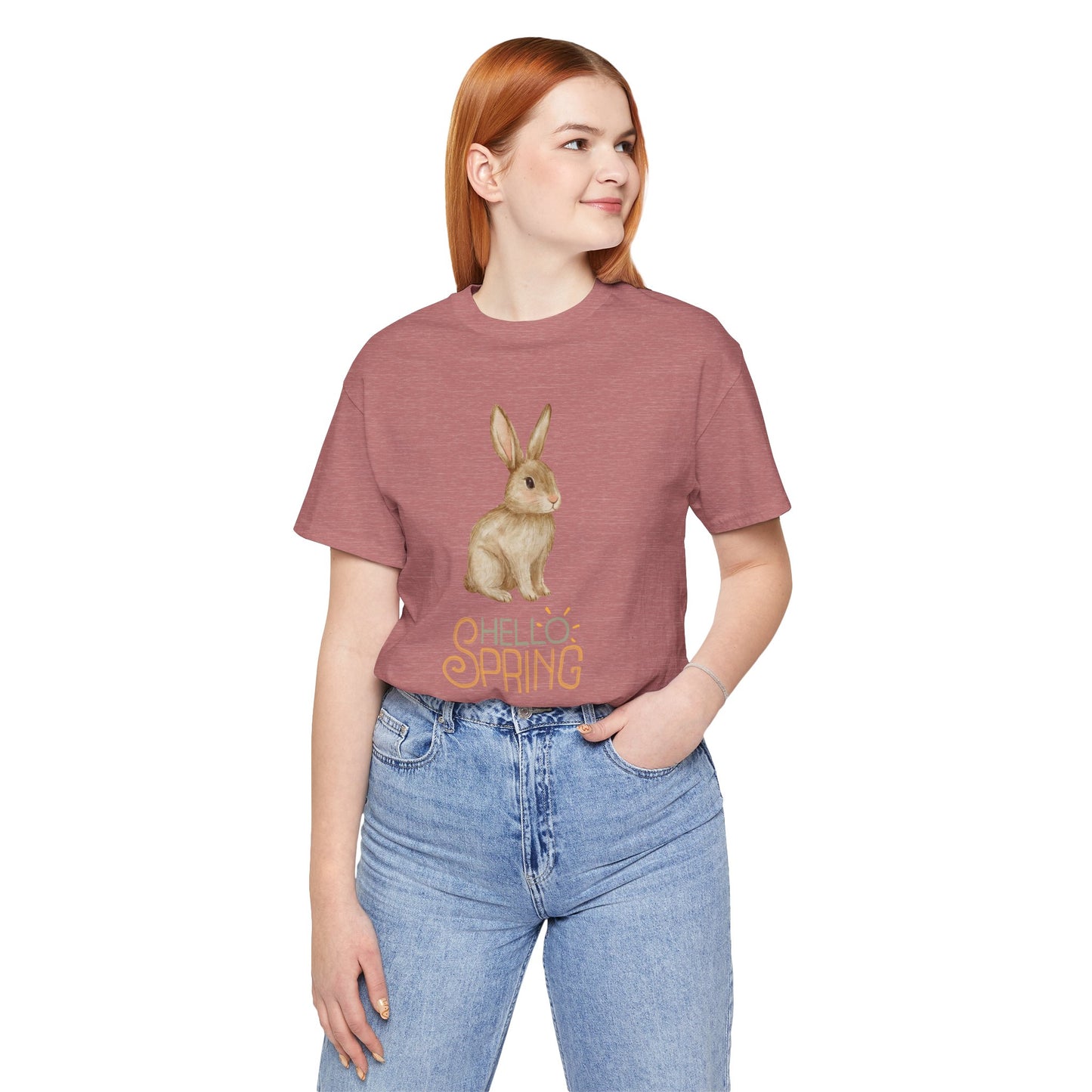 Hello Spring Bunny T-Shirt — Cute Watercolor Rabbit Spring Tee