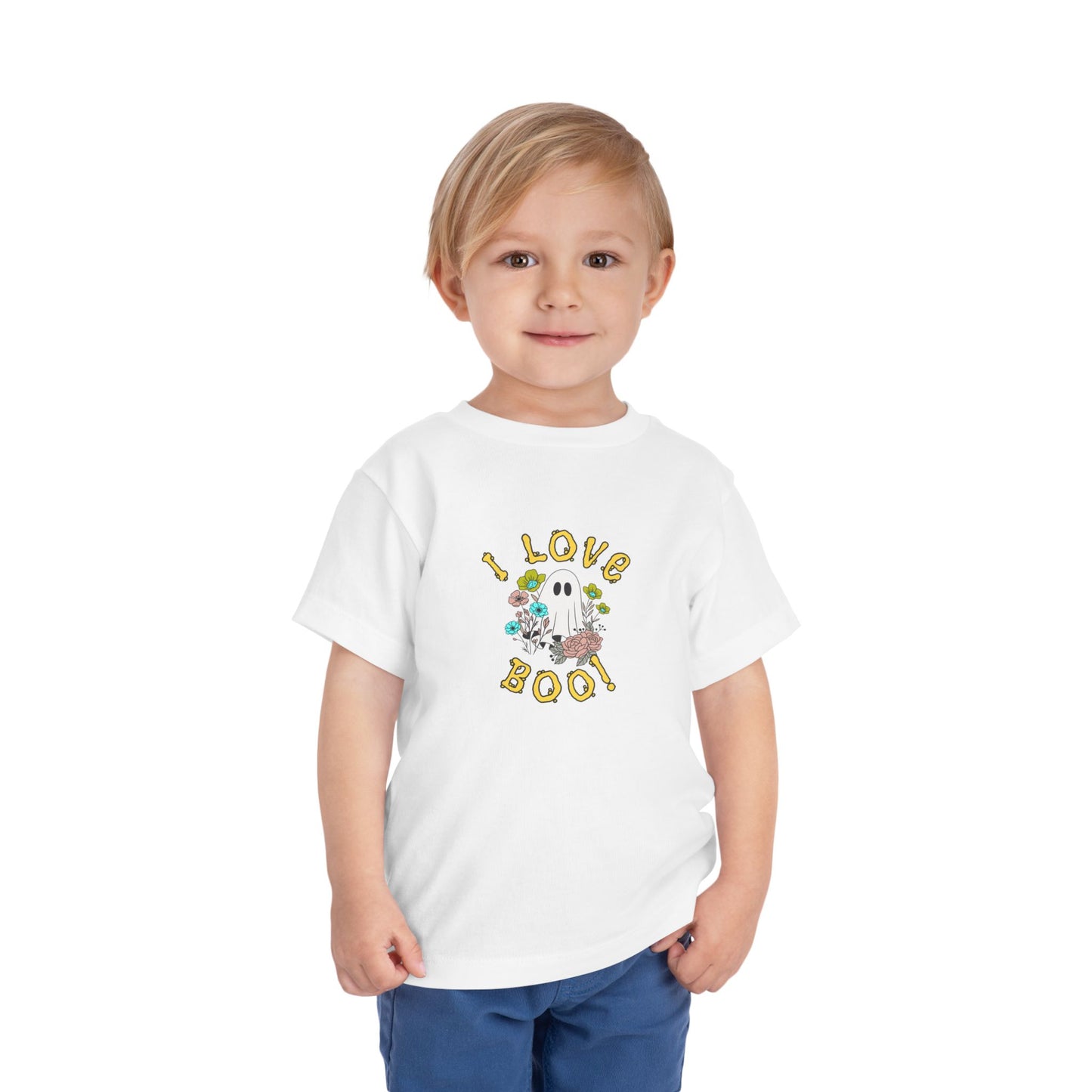 Adorable Toddler Halloween T-shirt - I Love Boo! Cute Ghost Design for Kids, Halloween Costume, Fall Celebration, Trick-or-Treat