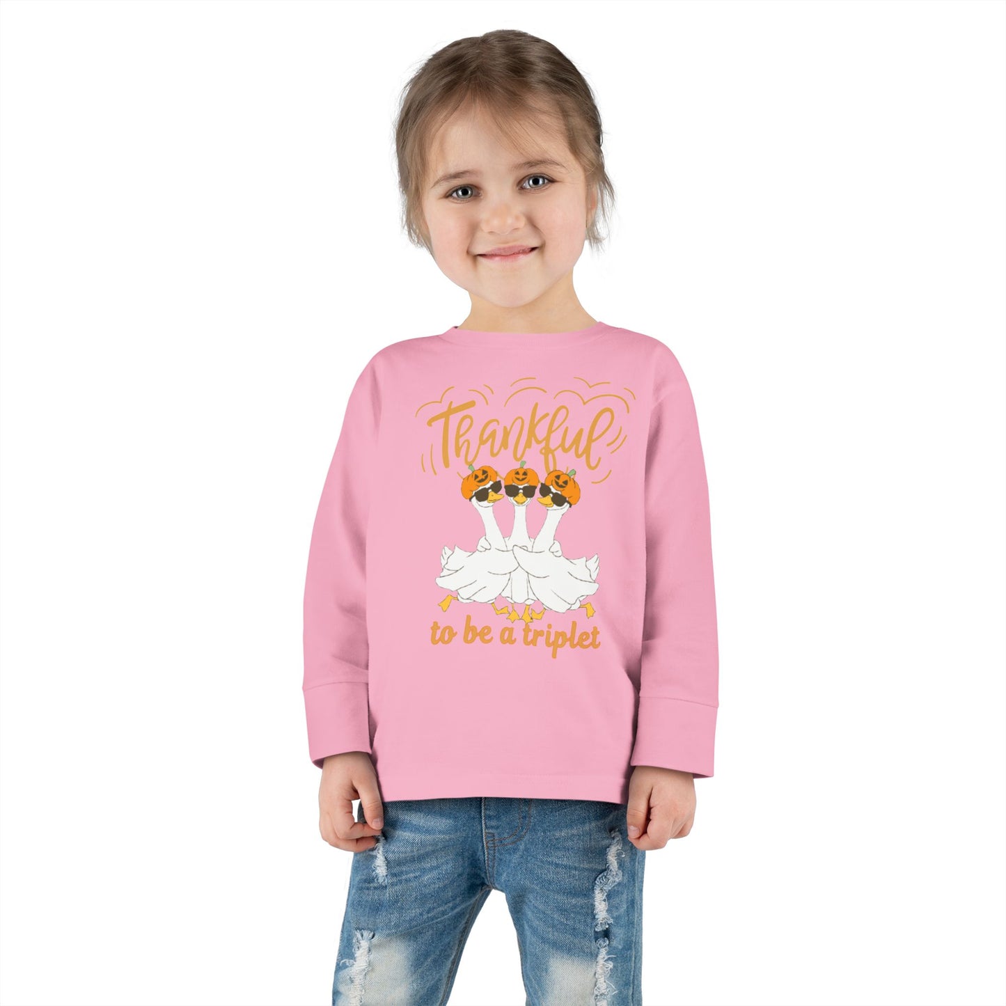 Thankful to Be a Triplet Toddler Long Sleeve Tee