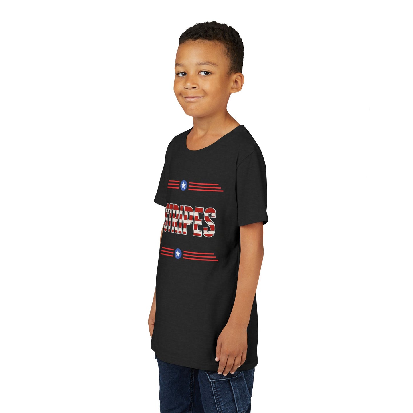 Youth Tee — "Stripes" Patriotic Kids T-Shirt (Red, White & Blue)