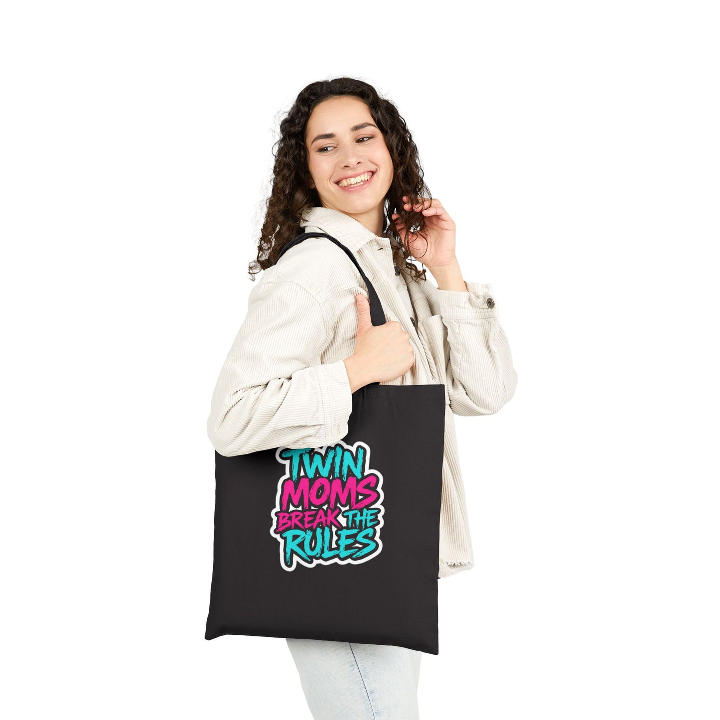 Twin Moms Break the Rules- Canvas Tote — Funny Mom Tote Bag for Twin Mothers