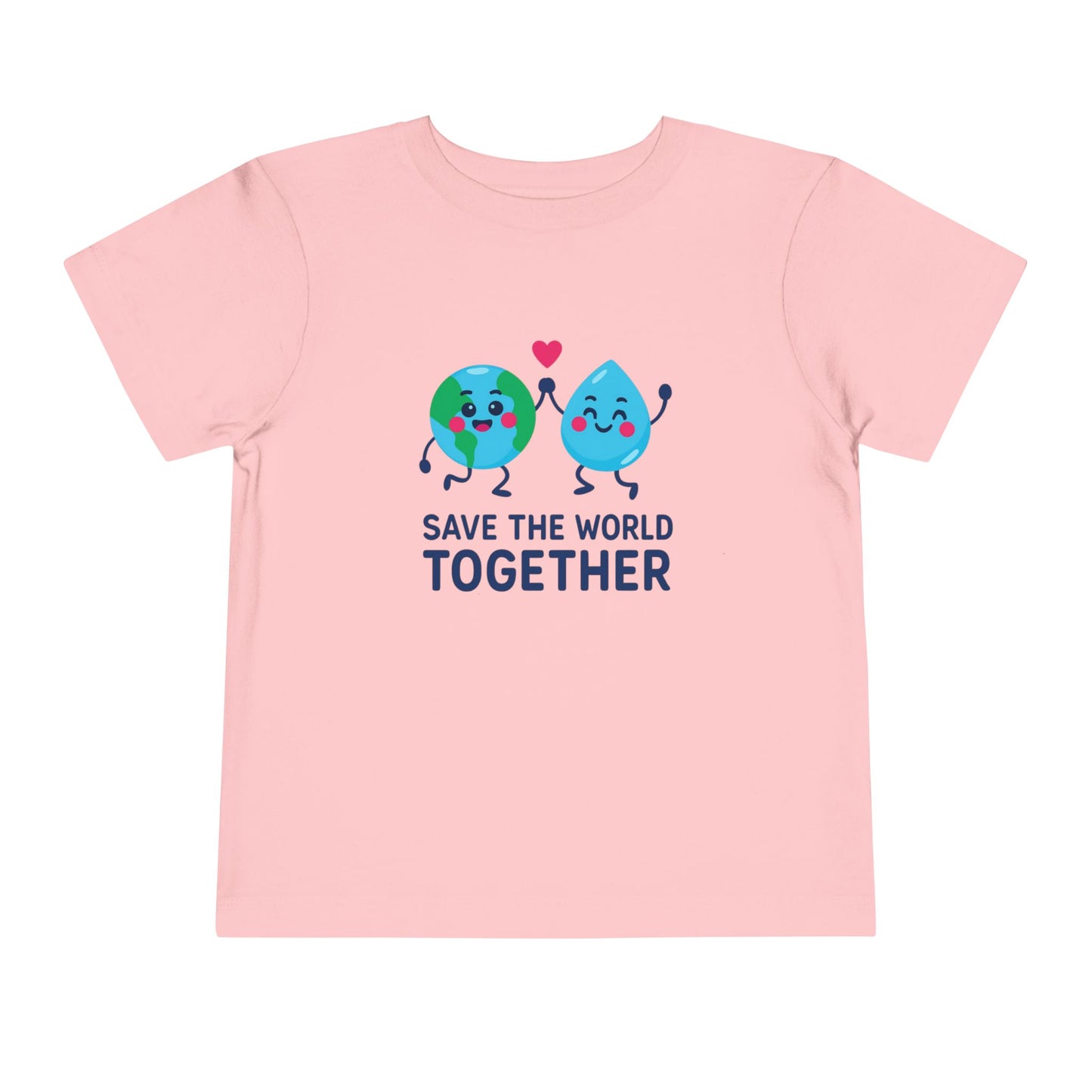 Toddler Tee — "Save the World Together" Earth & Water Cute Eco Kids Shirt