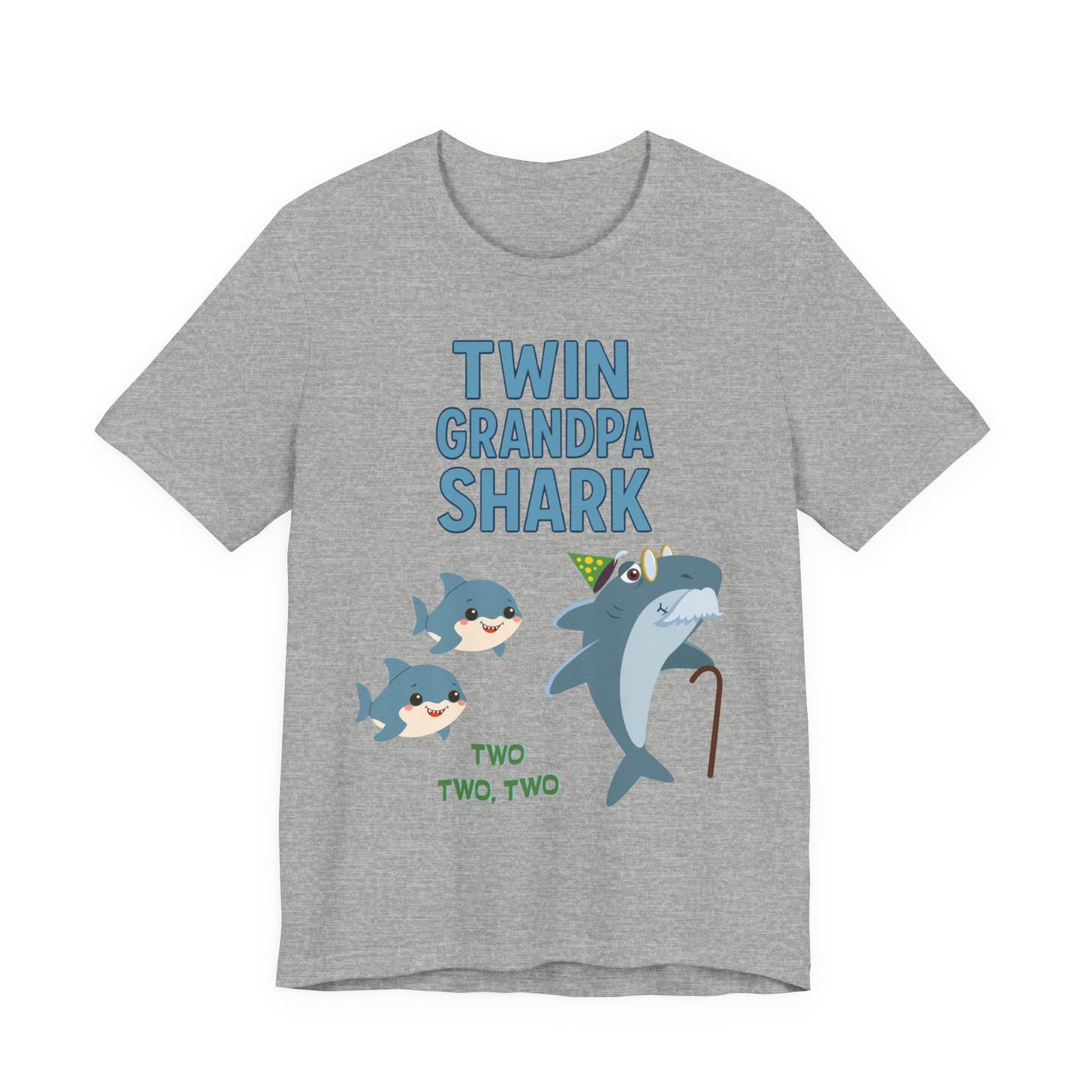 Twin Grandpa Shark T‑Shirt – Cute Grandpa & Twin Grandkids Family Tee