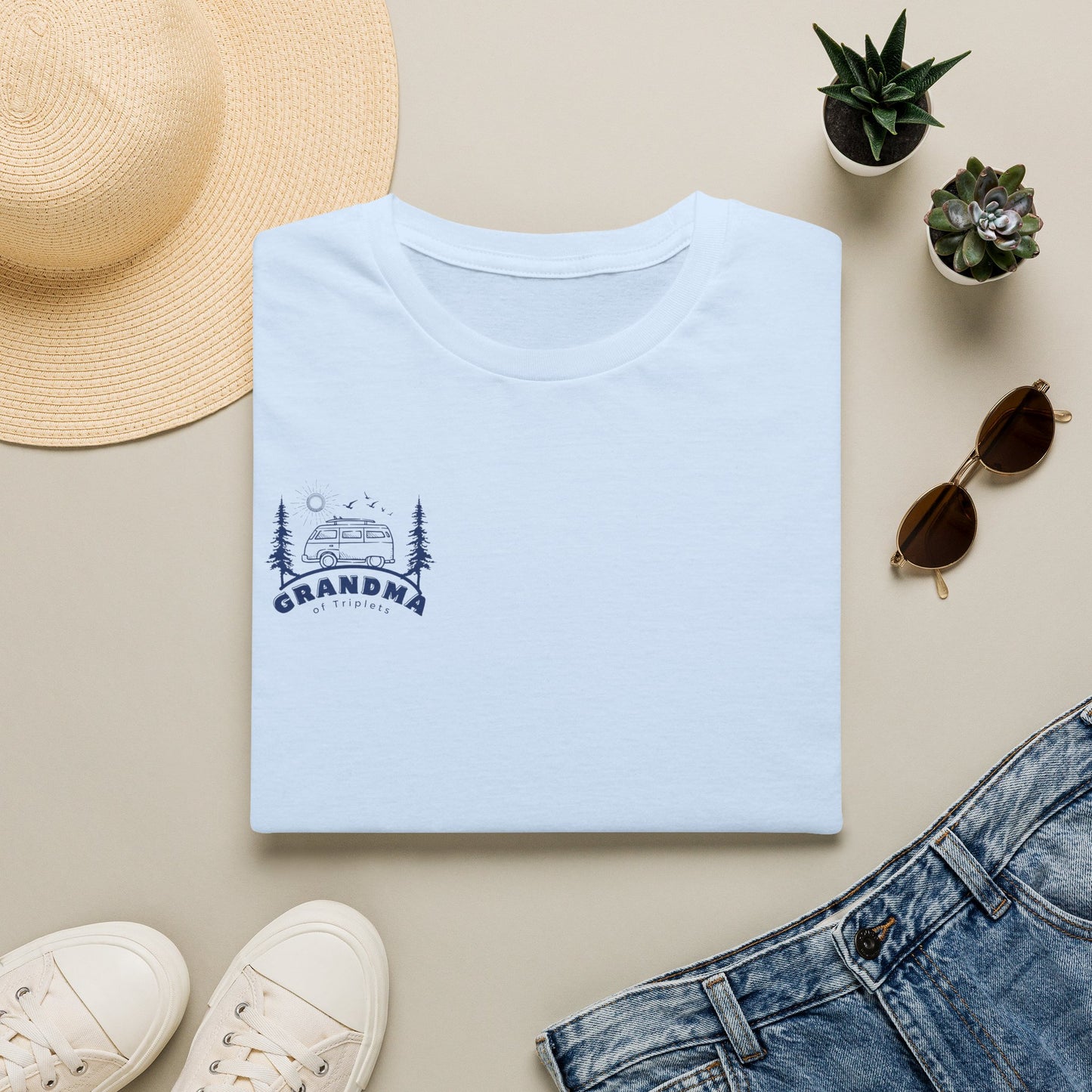 Grandma of Triplets - Camper Van Graphic-Front and Back Design