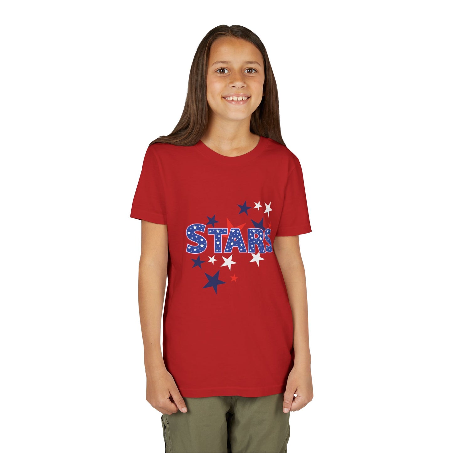 4th July -Youth Stars Tee - Patriotic Red White Blue Kids Shirt