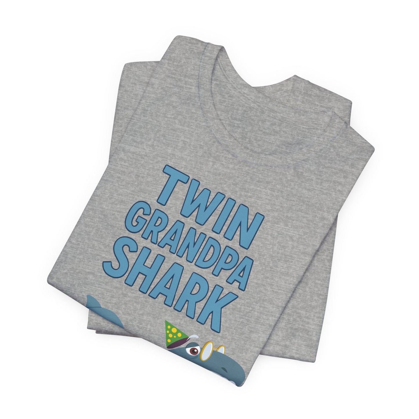 Twin Grandpa Shark T‑Shirt – Cute Grandpa & Twin Grandkids Family Tee