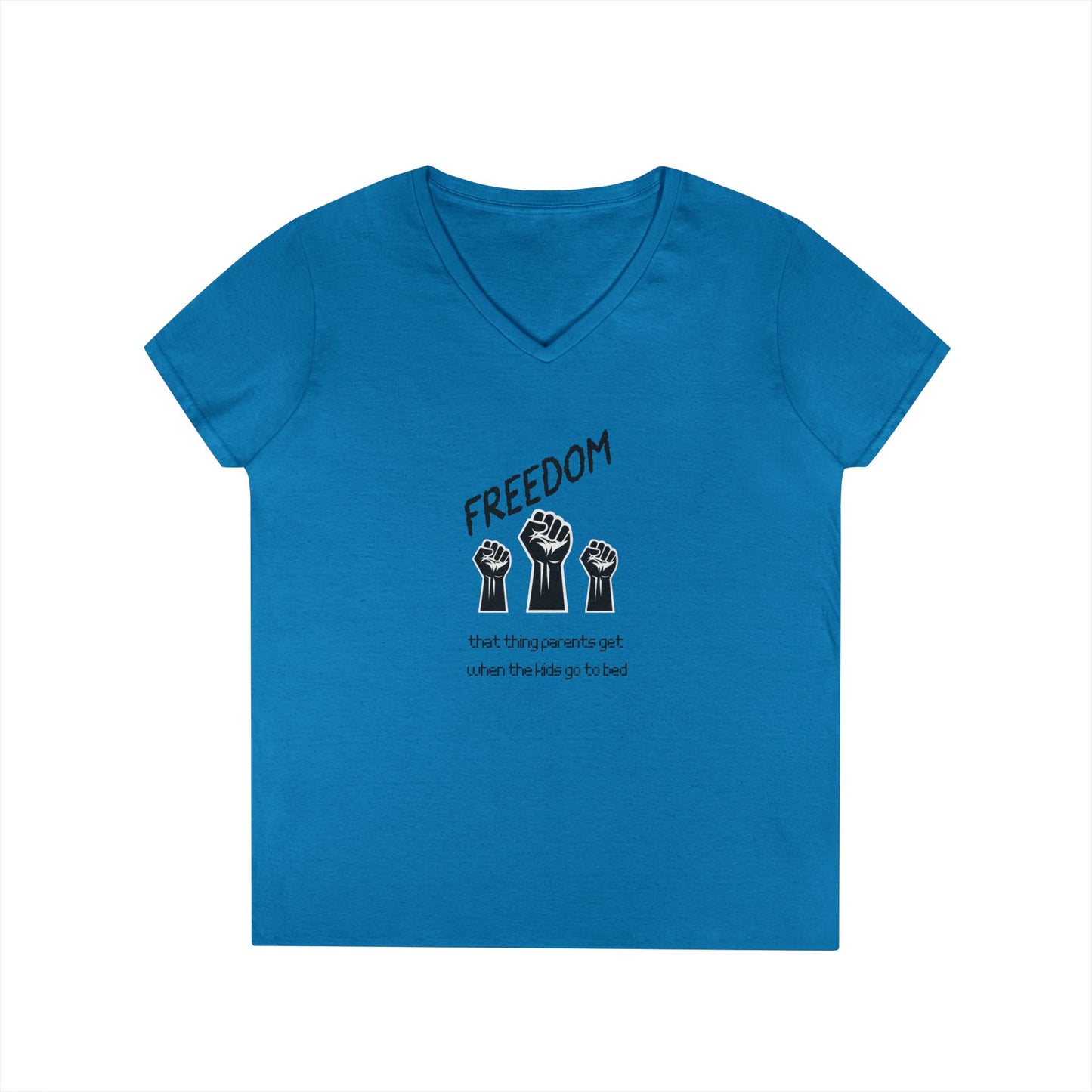 Freedom Fist V-Neck Tee — Women's Social Justice Protest Shirt