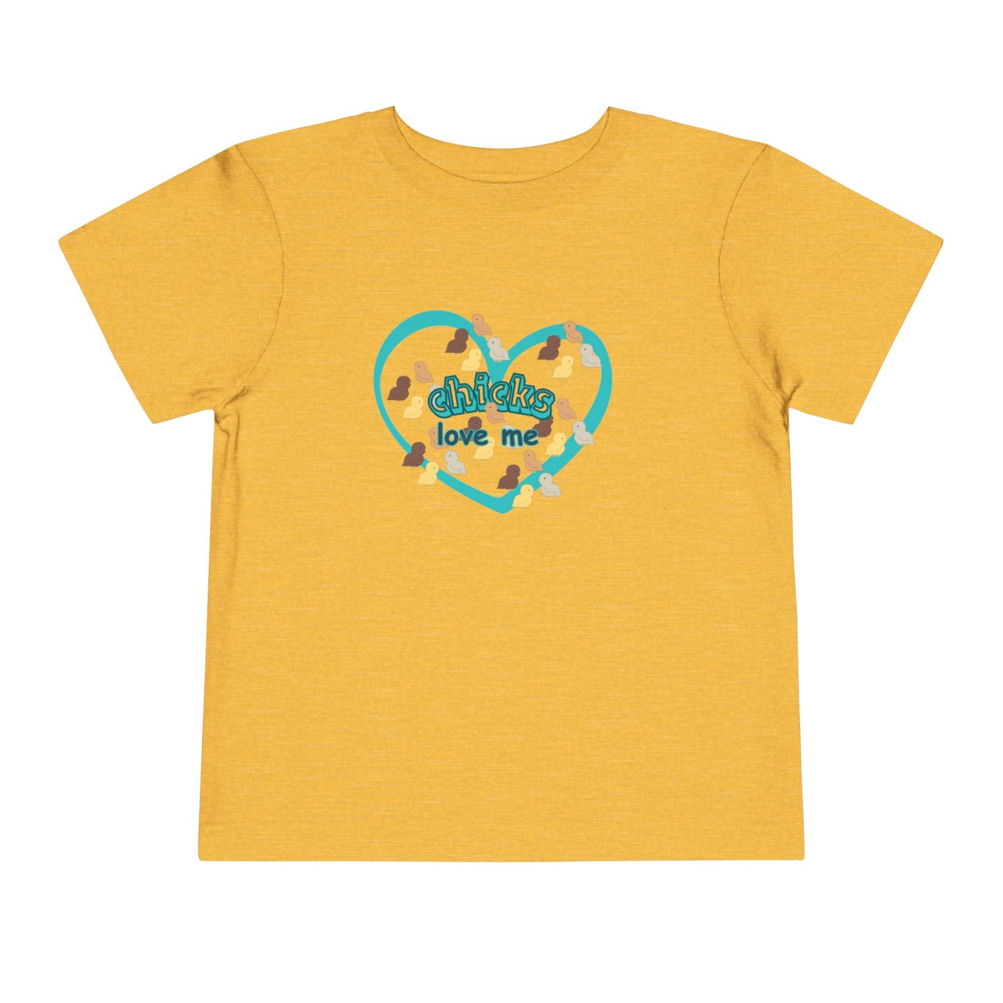 Toddler Easter Tee — "Chicks Love Me" Joke Heart Chick Pattern Shirt for boys