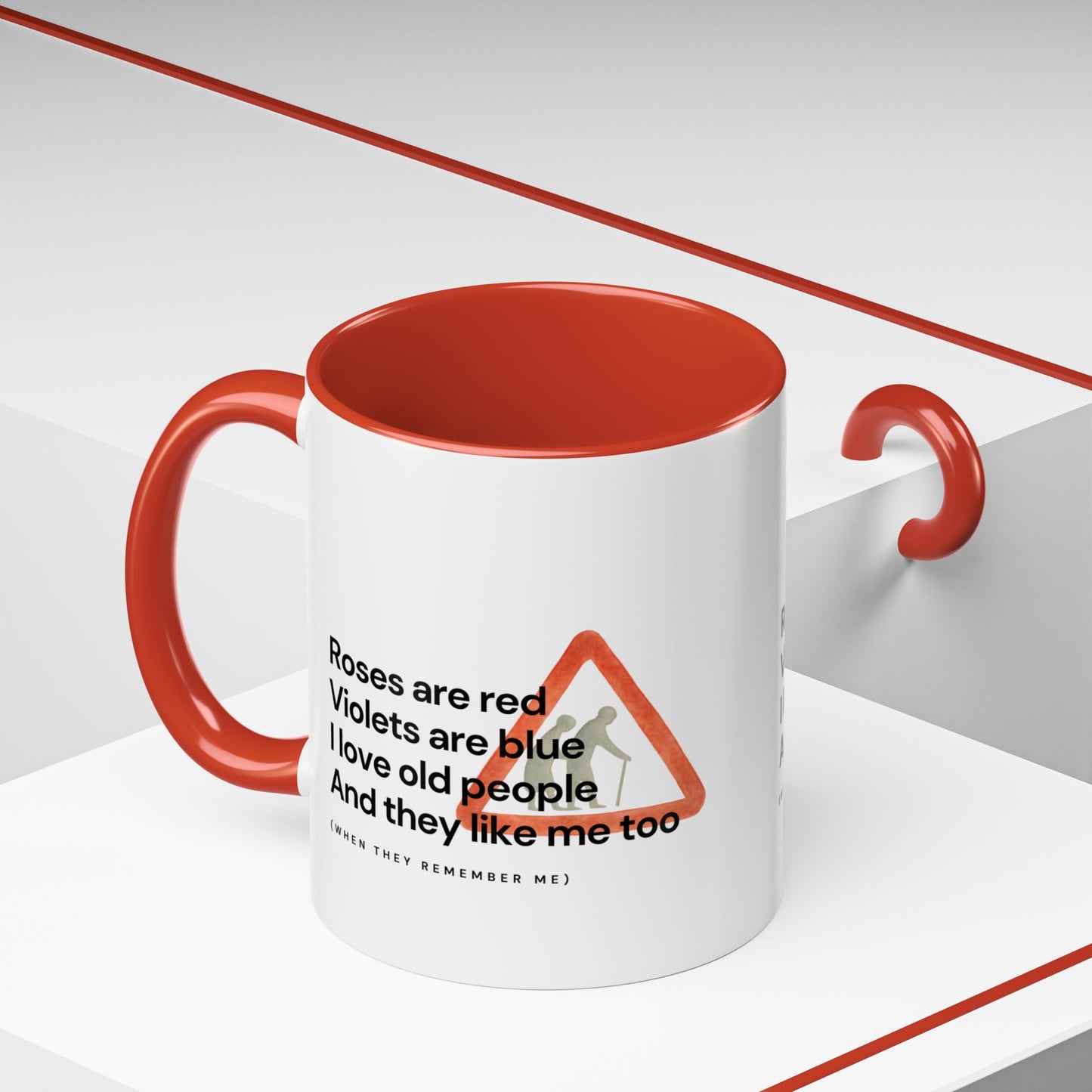 Funny 'I Love Old People' Accent Coffee Mug — Humorous Roses Are Red Poem Gift