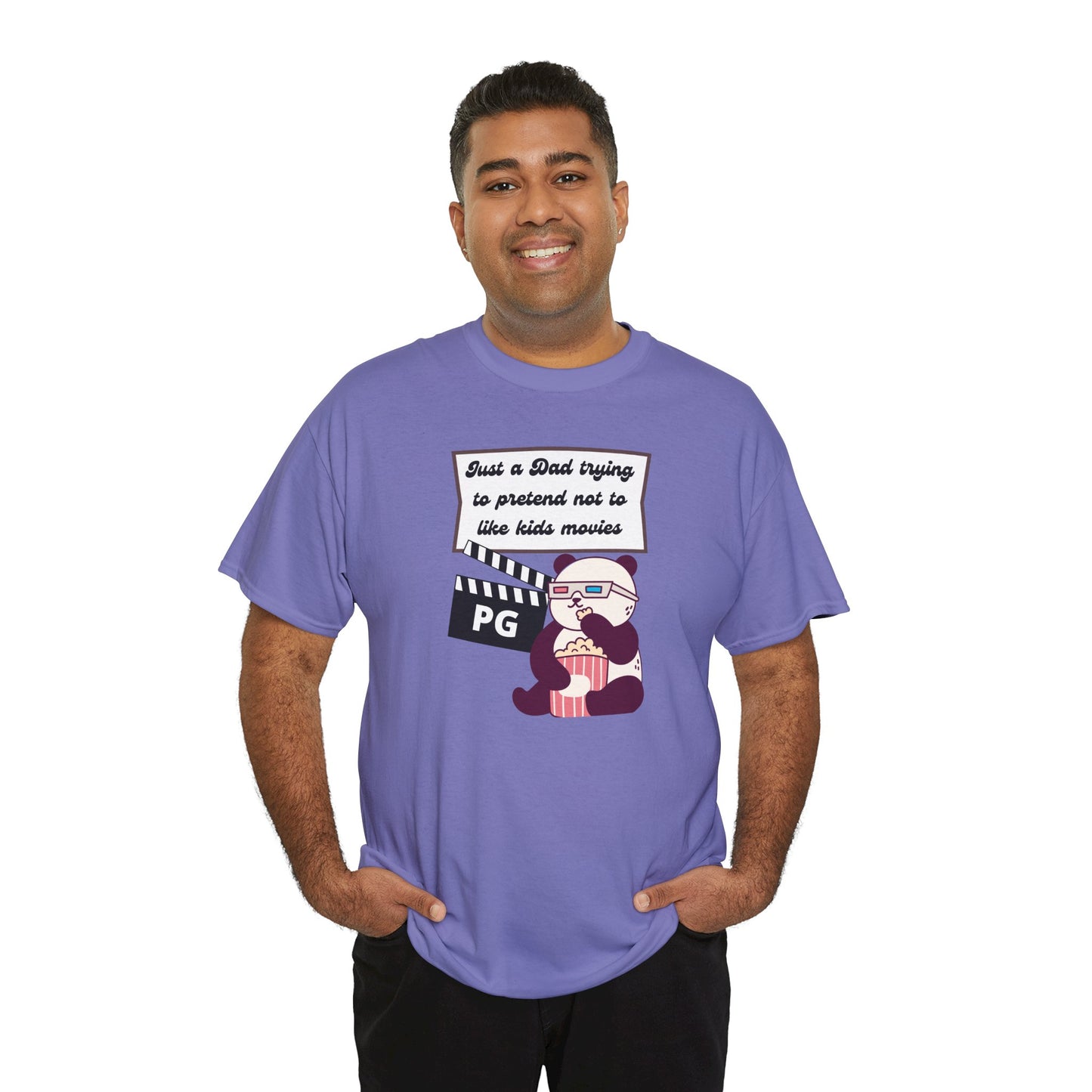 Funny Dad Tee - "Just a Dad Trying to Pretend Not to Like Kids Movies" Unisex Heavy Cotton Shirt