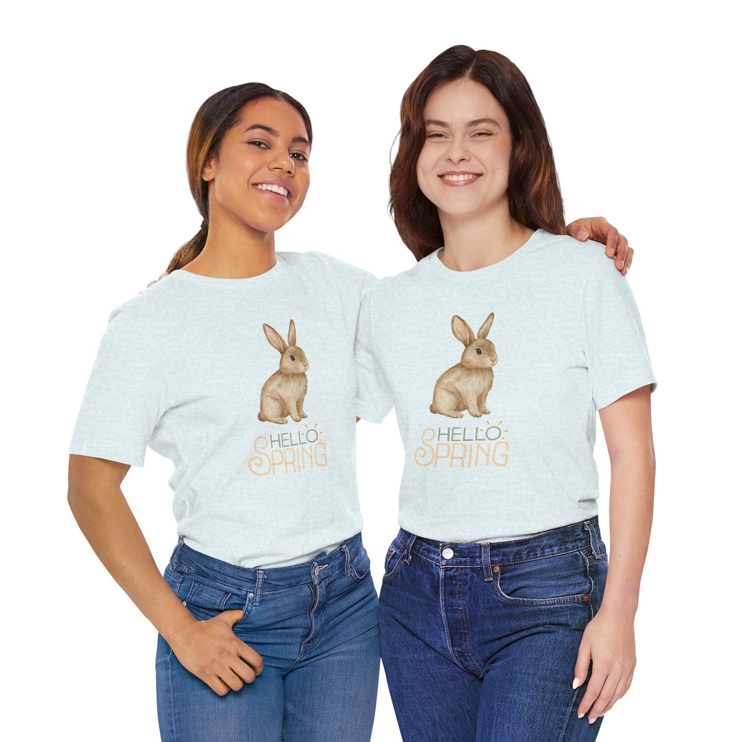 Hello Spring Bunny T-Shirt — Cute Watercolor Rabbit Spring Tee