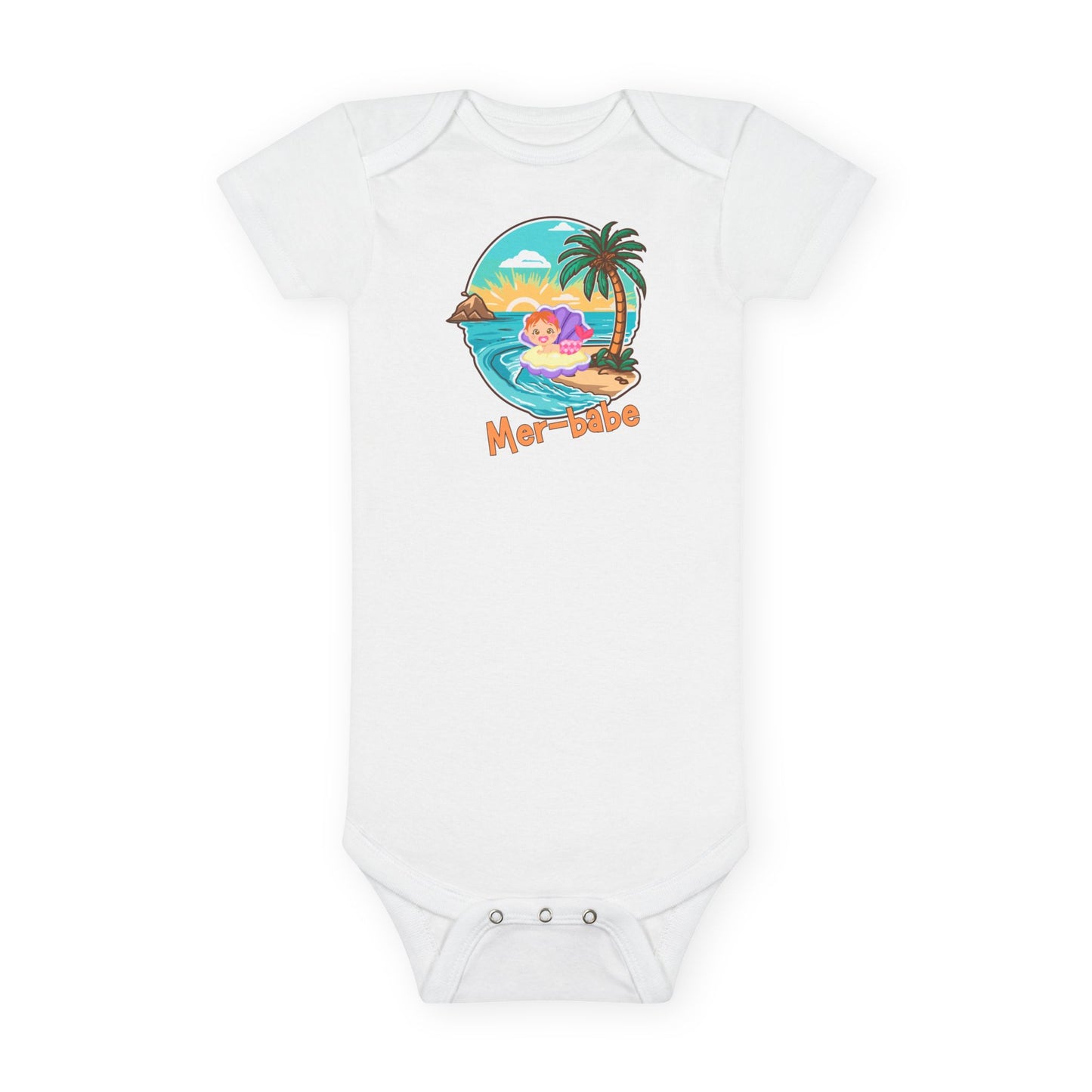 Mer-Bae, Cute Mermaid Design Baby Clothes, Beach Baby Apparel, Preemie to Toddler Outfit