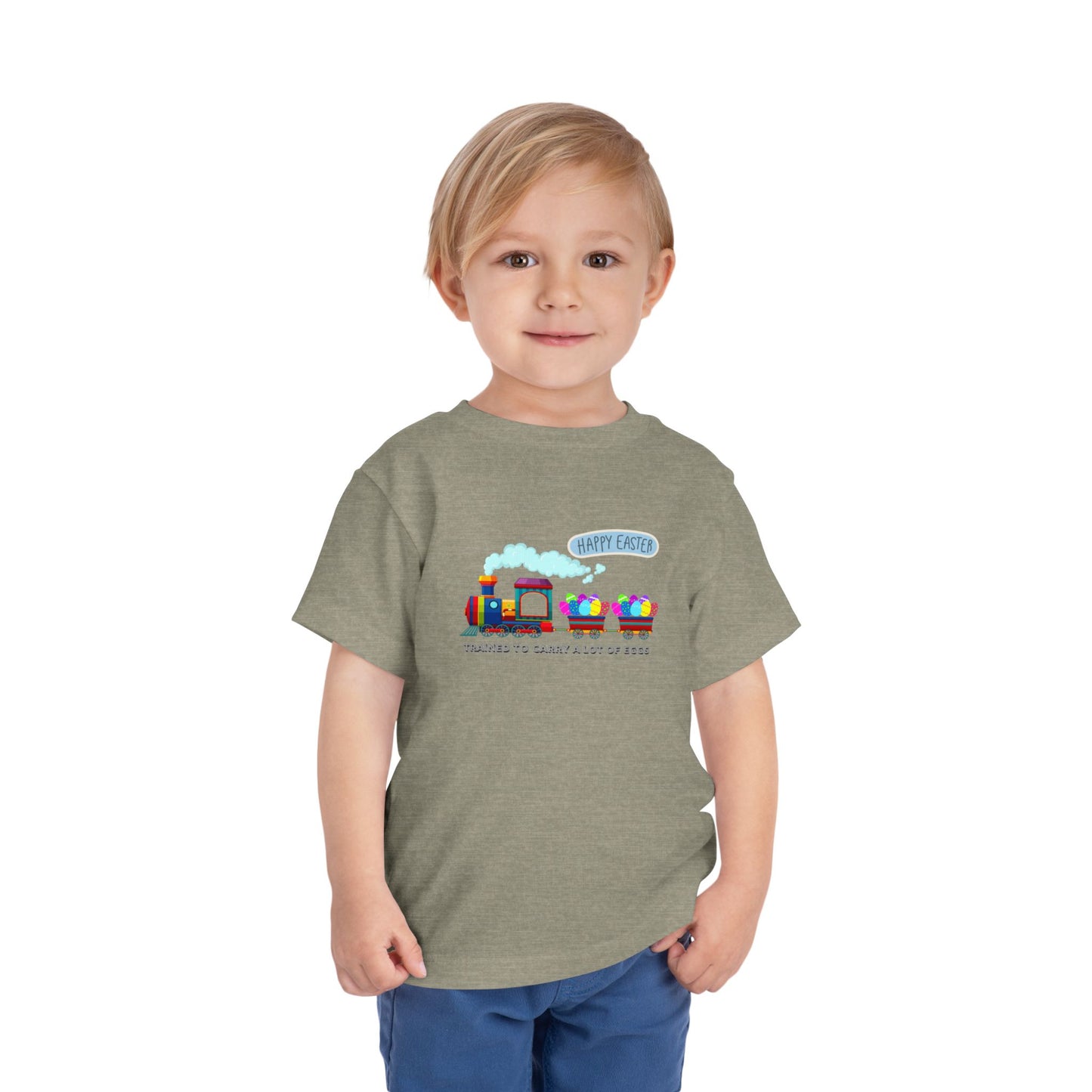 Toddler Easter Tee "Trained to carry lots of eggs" — Cute Train themed boy Shirt