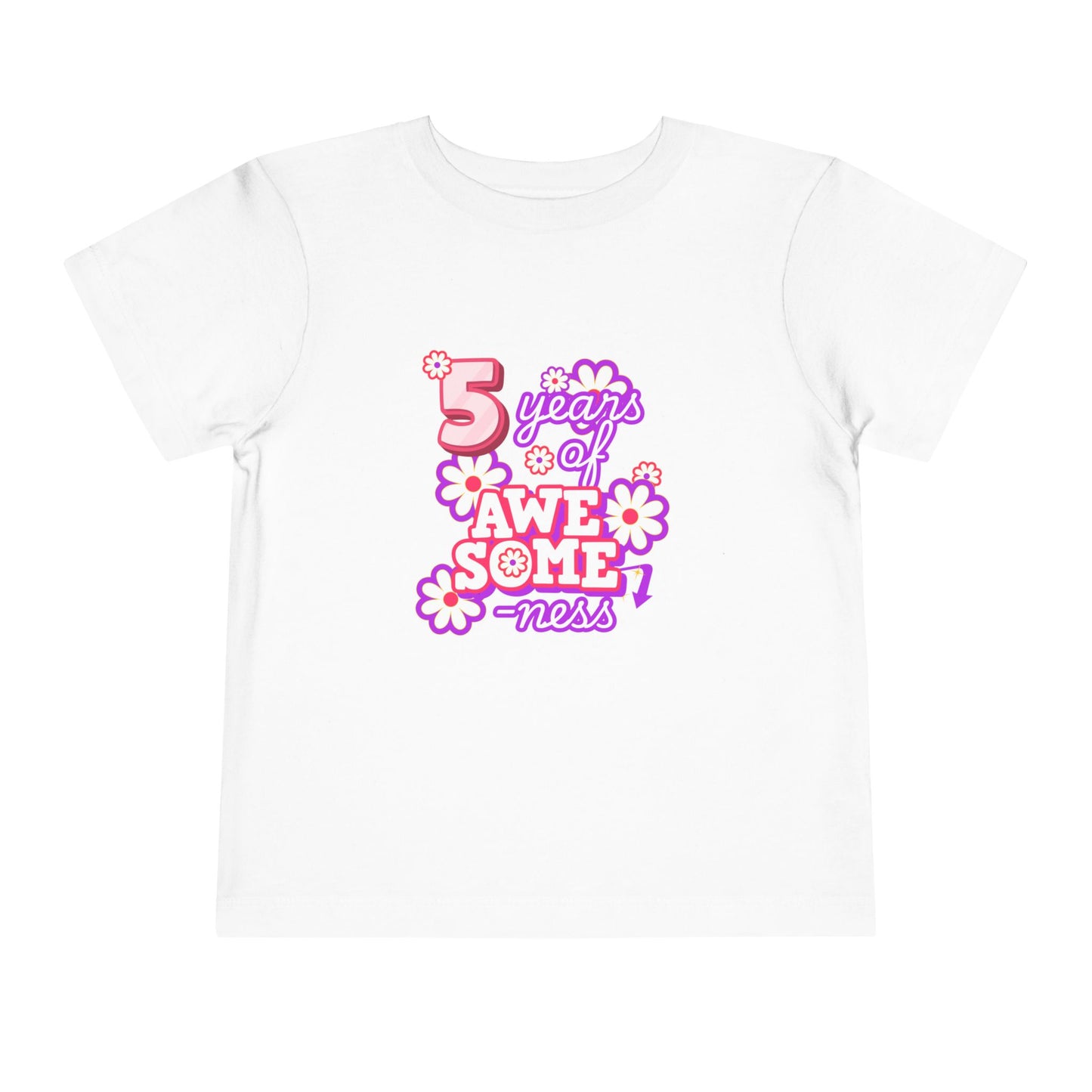 5th Birthday Tee — "5 Years of Awesomeness" Birthday Shirt (Girls)