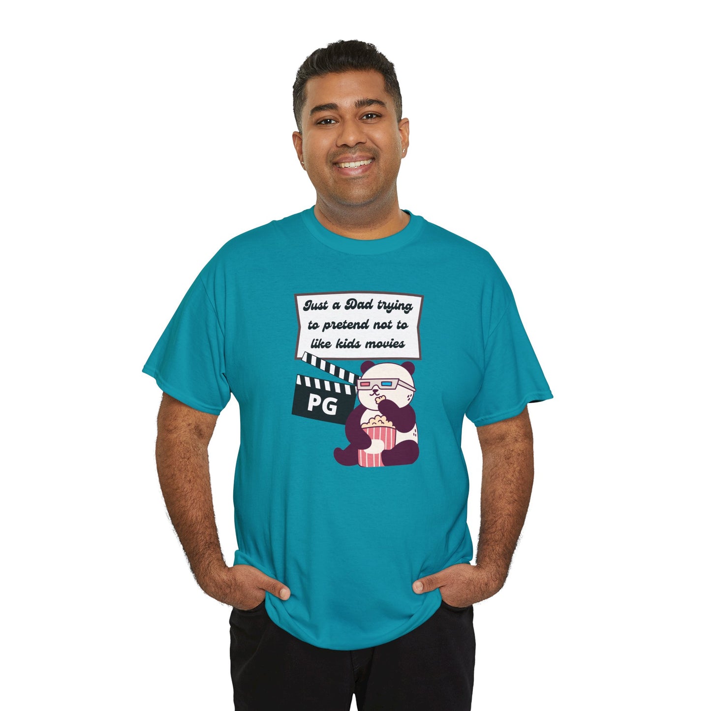 Funny Dad Tee - "Just a Dad Trying to Pretend Not to Like Kids Movies" Unisex Heavy Cotton Shirt