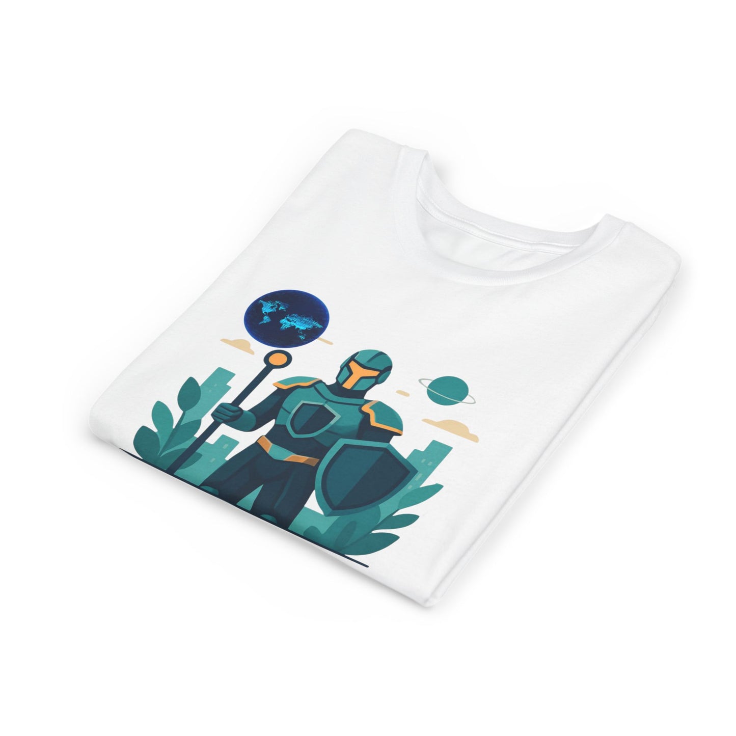 Youth Tee — "Future World Protector" Space Knight Graphic Shirt
