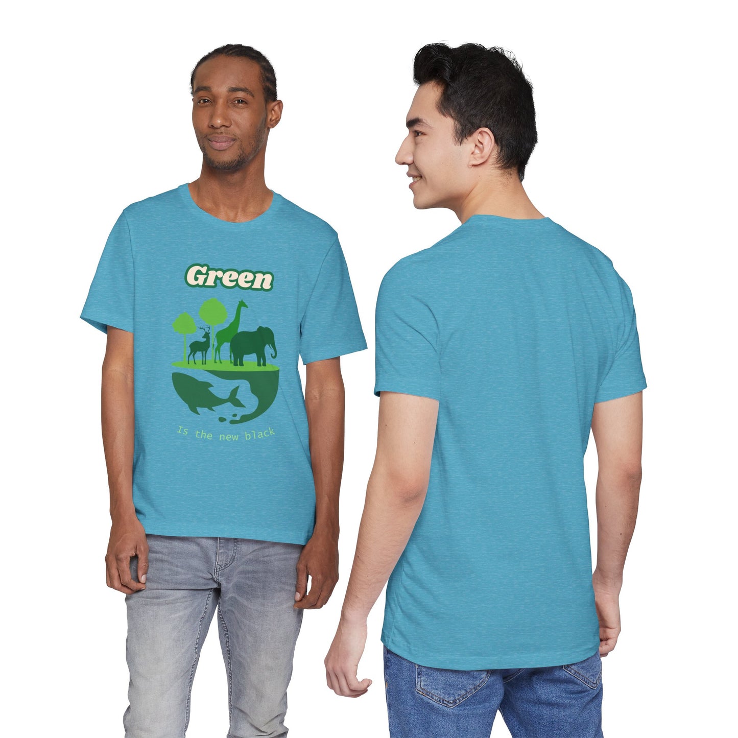 Green Mens Wildlife Conservation T-Shirt — "Green is the New Black" Eco Tee