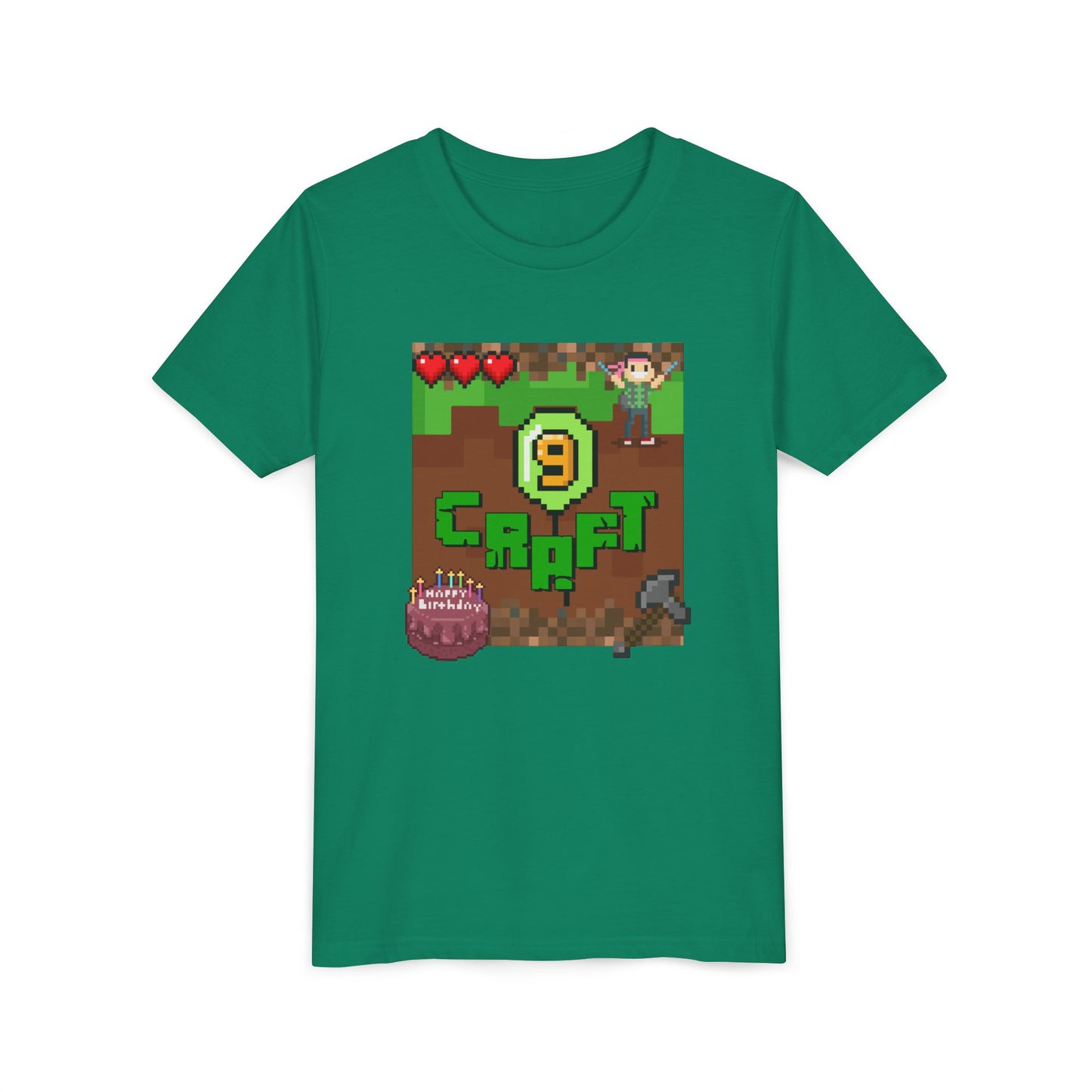 Minecraft-Style '9 Craft' Kids Tee — Birthday Gamer Shirt