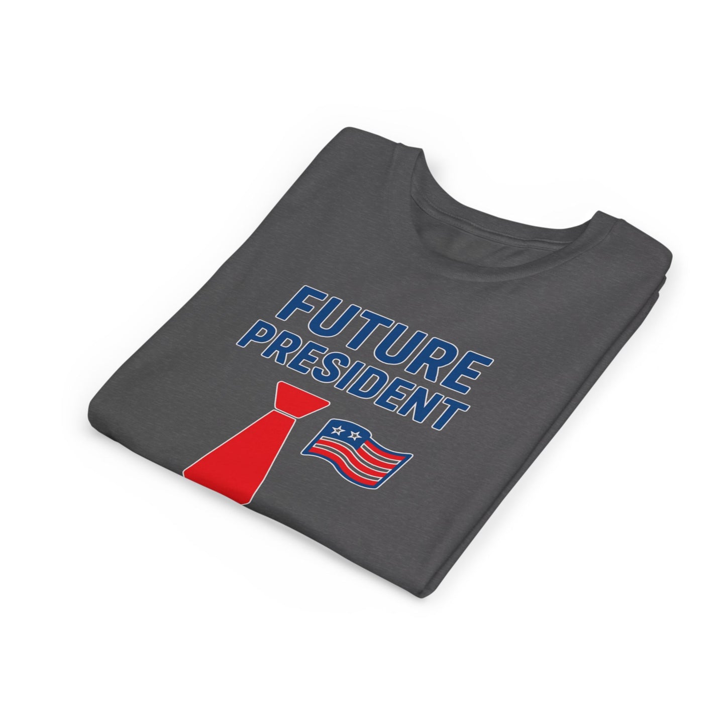 Youth Tee — "Future President" Patriotic Kids T-Shirt with Tie & Flag Design