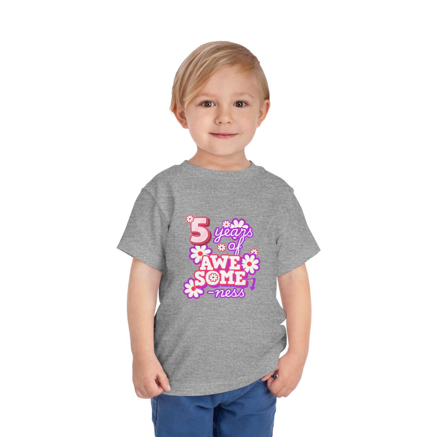 5th Birthday Tee — "5 Years of Awesomeness" Birthday Shirt (Girls)