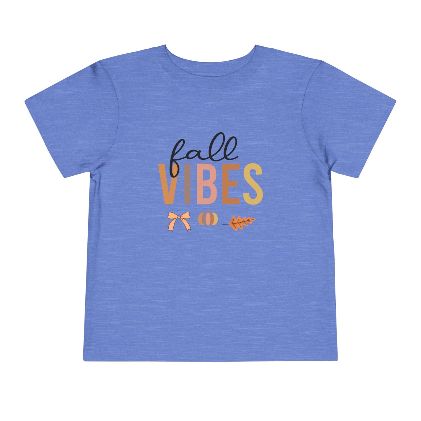 Toddler Tee – "Fall Vibes" Pumpkin & Leaf Autumn Graphic