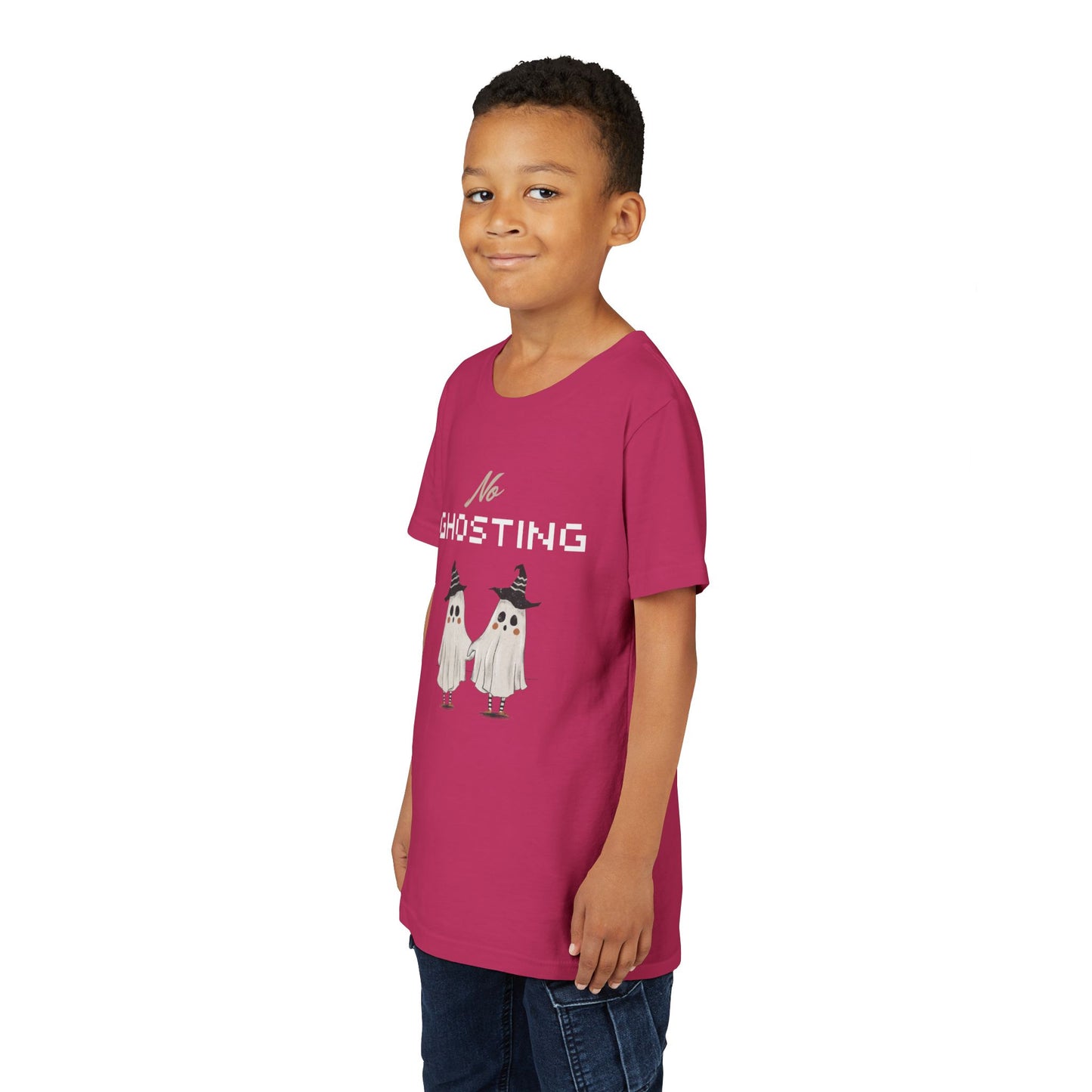 Youth Tee - "No Ghosting" Cute Ghost Kids Halloween T-Shirt