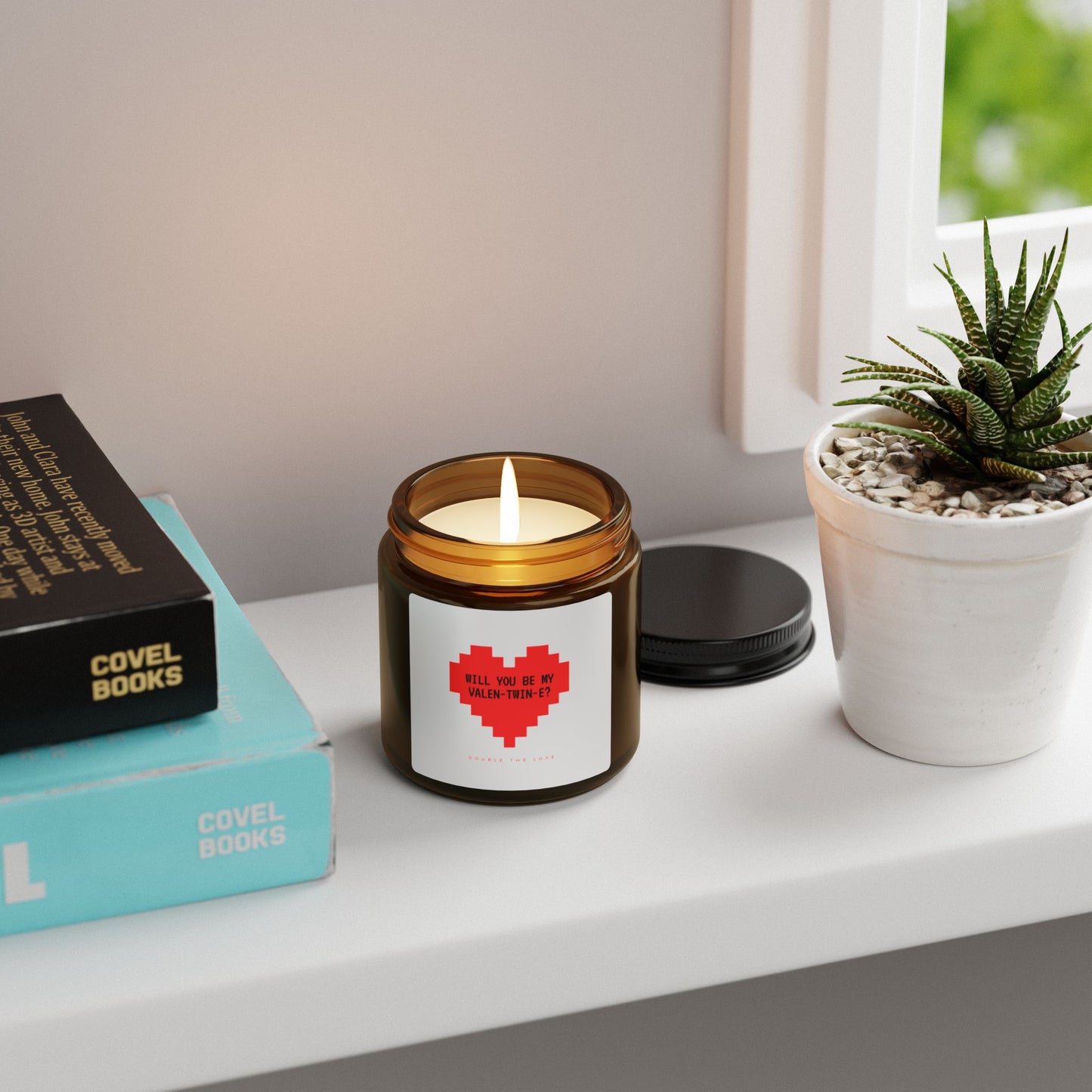 Romantic Candle - "Will You Be My Valen-twin-e?" - Perfect for Valentine's Day
