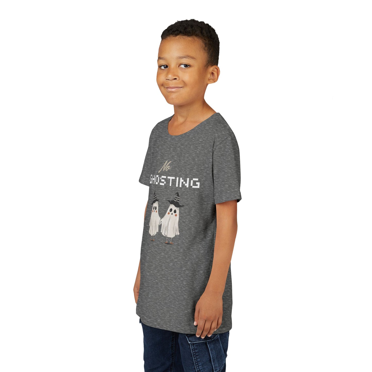 Youth Tee - "No Ghosting" Cute Ghost Kids Halloween T-Shirt
