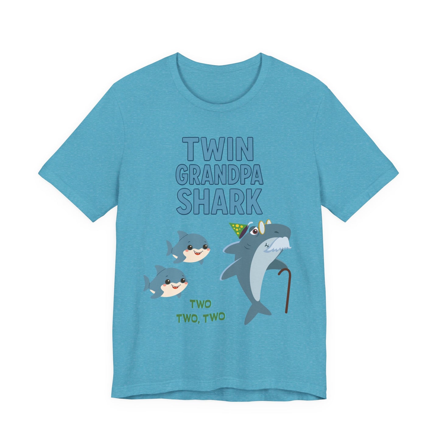 Twin Grandpa Shark T‑Shirt – Cute Grandpa & Twin Grandkids Family Tee