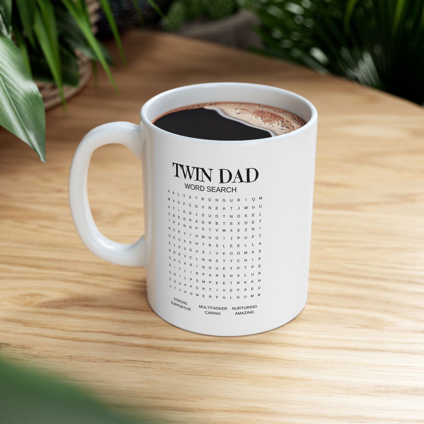 Twin Dad Word Search Ceramic Mug – Funny Puzzle Gift (11oz & 15oz)