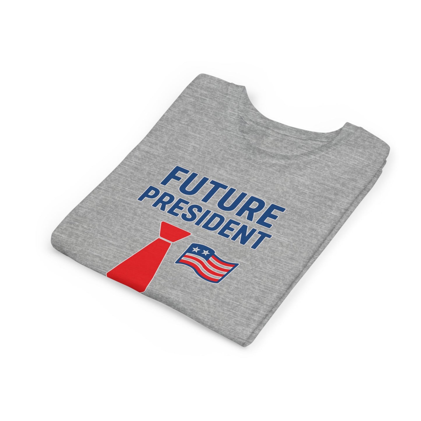 Youth Tee — "Future President" Patriotic Kids T-Shirt with Tie & Flag Design