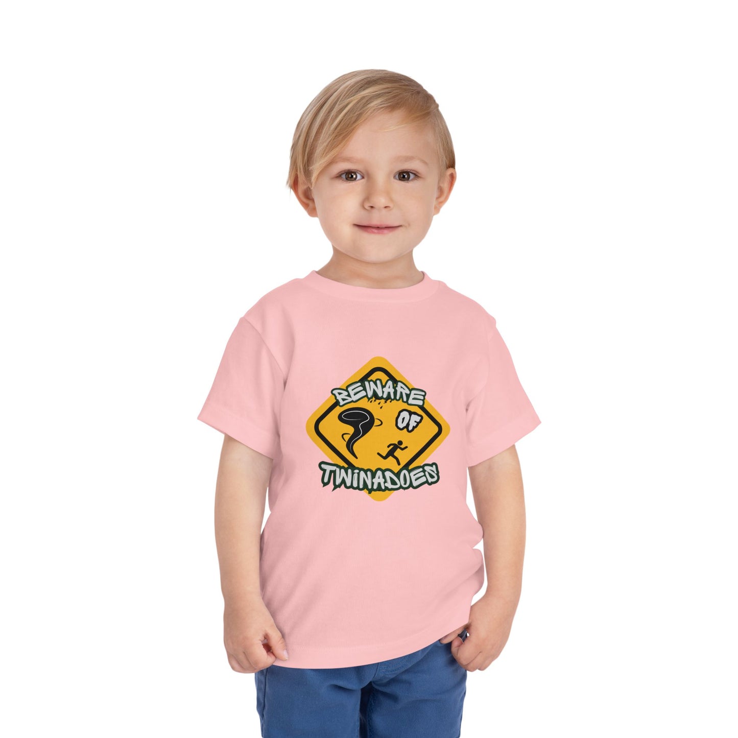 Toddler Tee — "Beware of Twinadoes" Yellow Warning Sign Kids Shirt