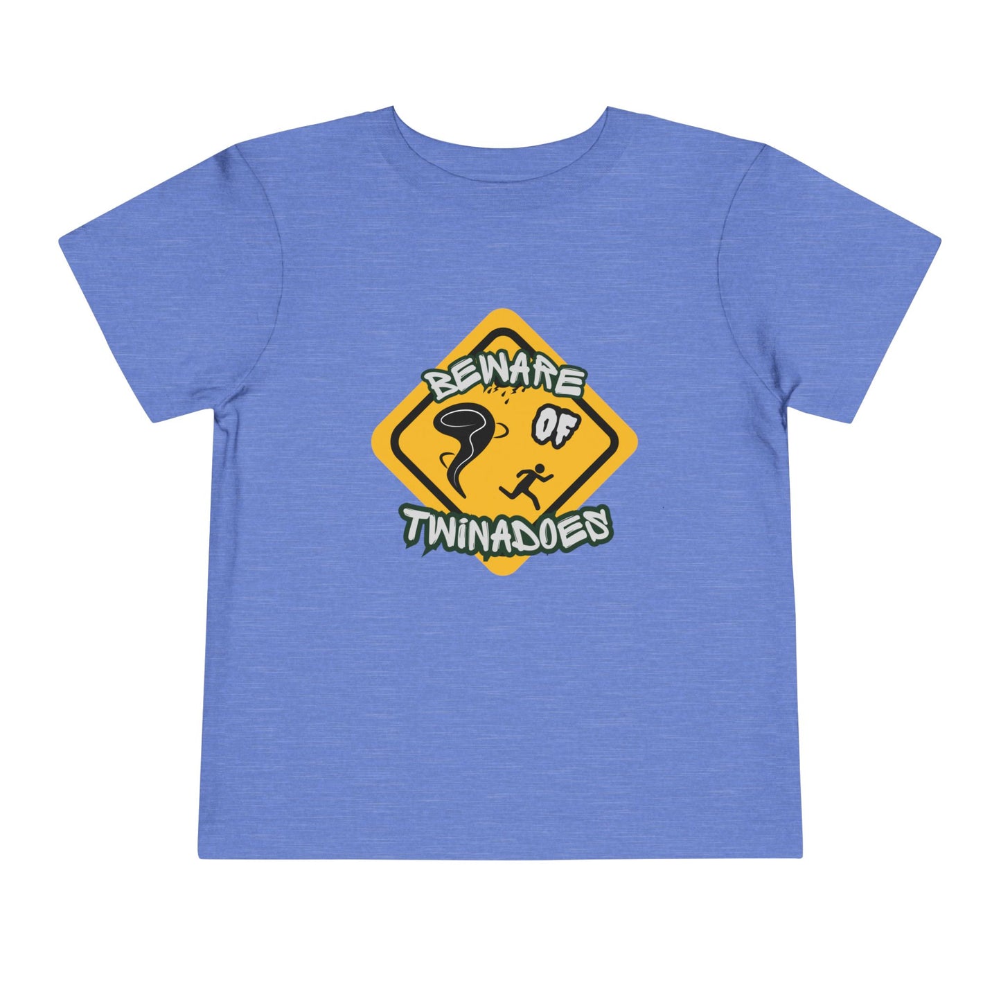 Toddler Tee — "Beware of Twinadoes" Yellow Warning Sign Kids Shirt