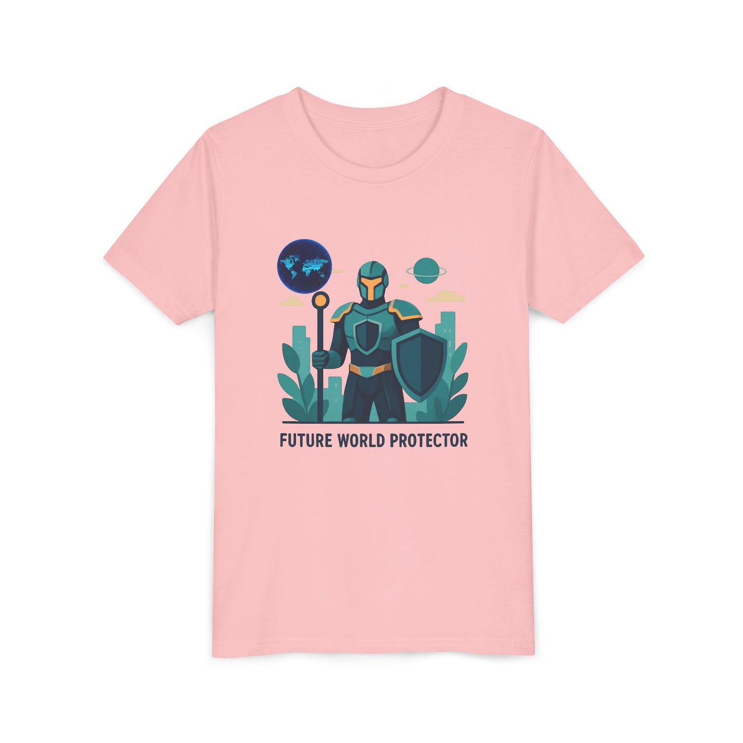 Youth Tee — "Future World Protector" Space Knight Graphic Shirt