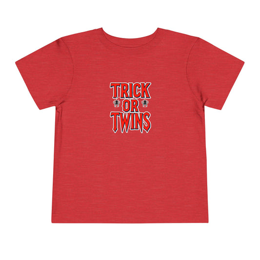 Toddler Twin Matching — "Trick or Twins" Halloween Spiderman Twin Kids Shirt (2 to 5 years)