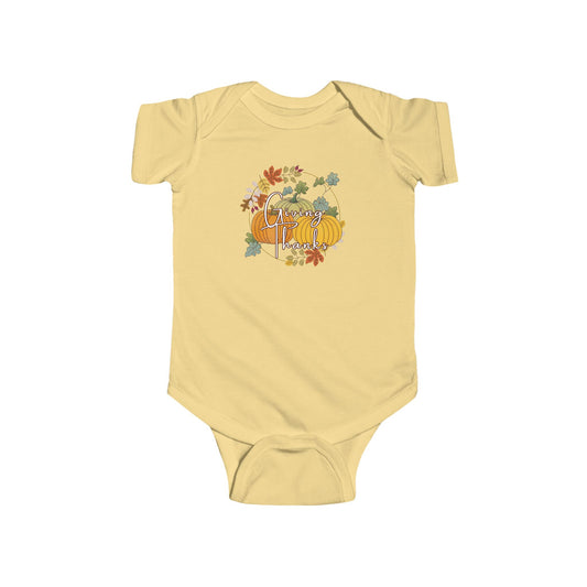 Giving Thanks, Pumpkin Patch, Thanksgiving, Fall/Autumn Baby, Infant Bodysuit