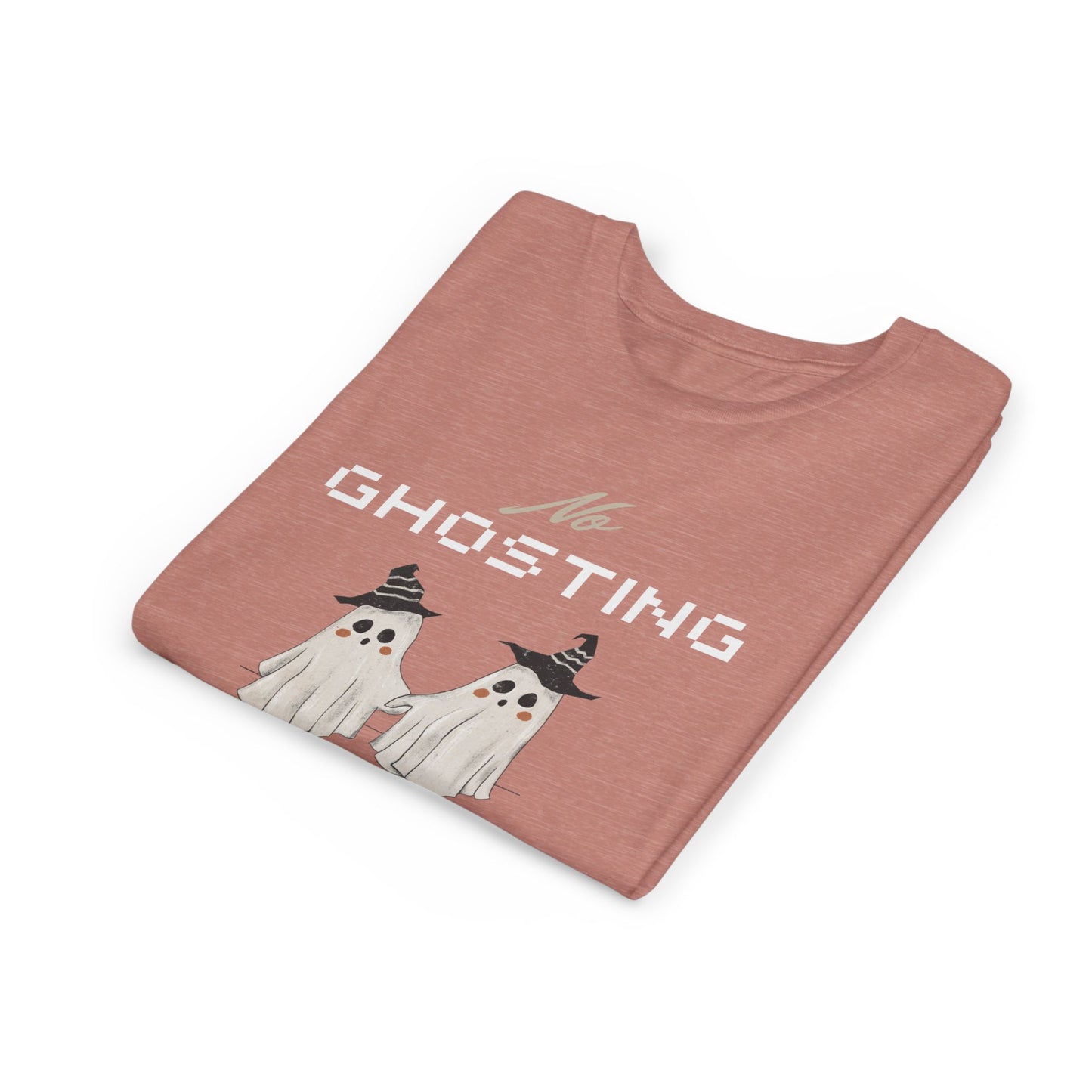 Youth Tee - "No Ghosting" Cute Ghost Kids Halloween T-Shirt