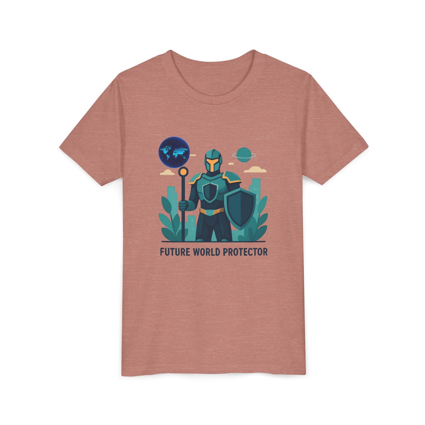 Youth Tee — "Future World Protector" Space Knight Graphic Shirt
