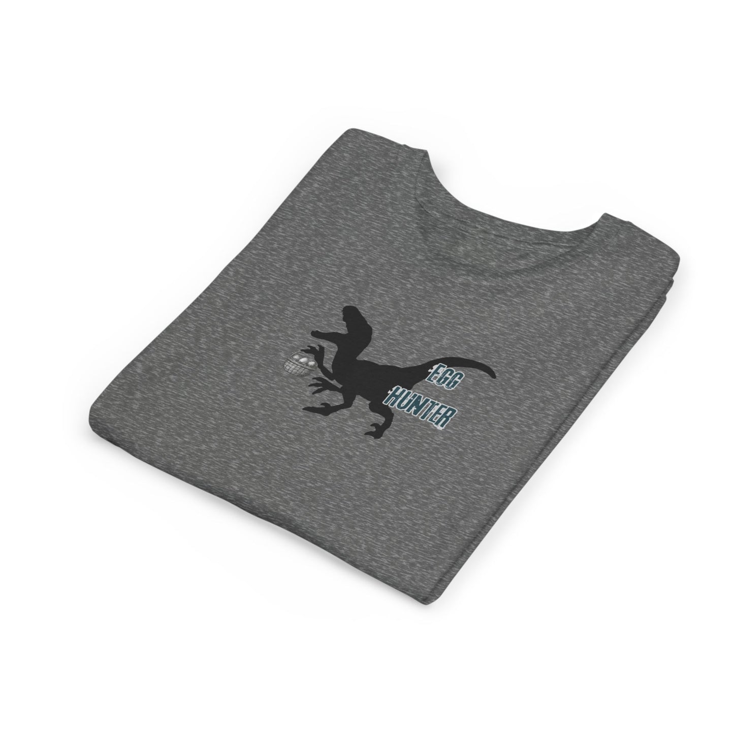 Kids T‑Shirt – 'Egg Hunter' Raptor Dinosaur Easter Tee