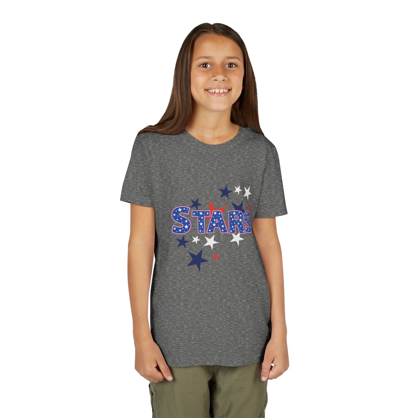 4th July -Youth Stars Tee - Patriotic Red White Blue Kids Shirt