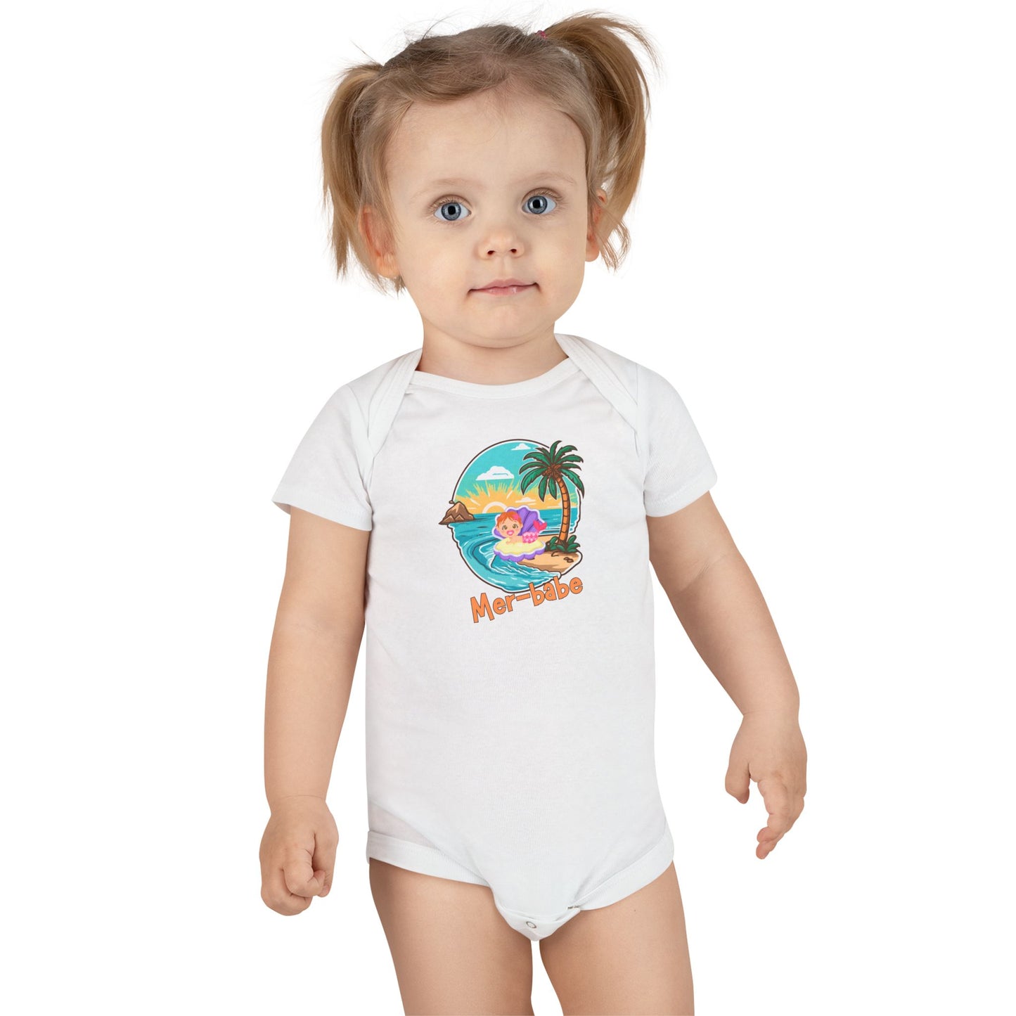 Mer-Bae, Cute Mermaid Design Baby Clothes, Beach Baby Apparel, Preemie to Toddler Outfit